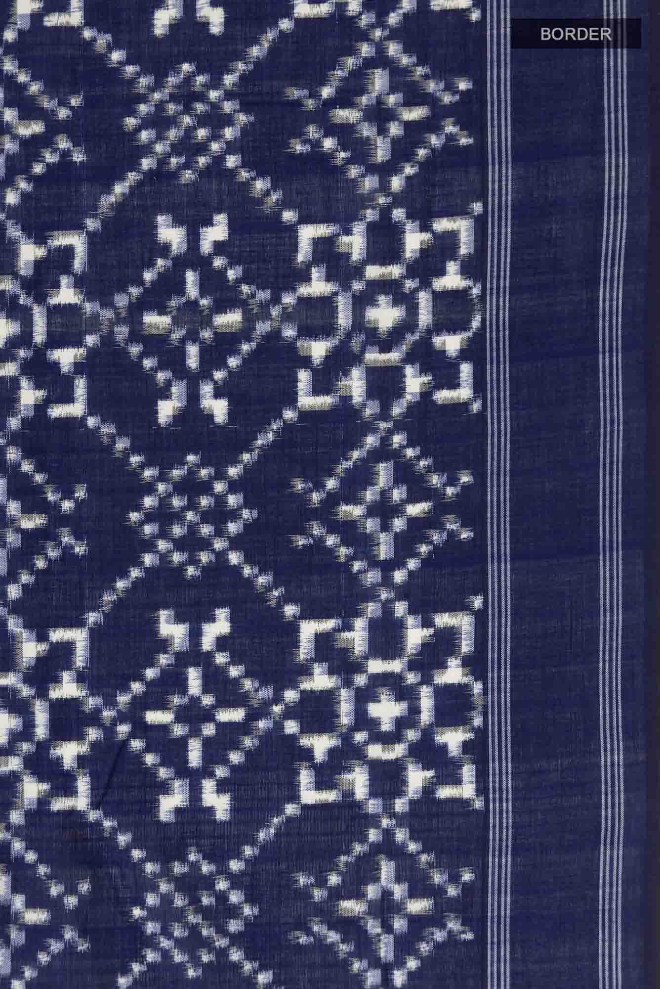 Navy Blue Pochampally Cotton Saree