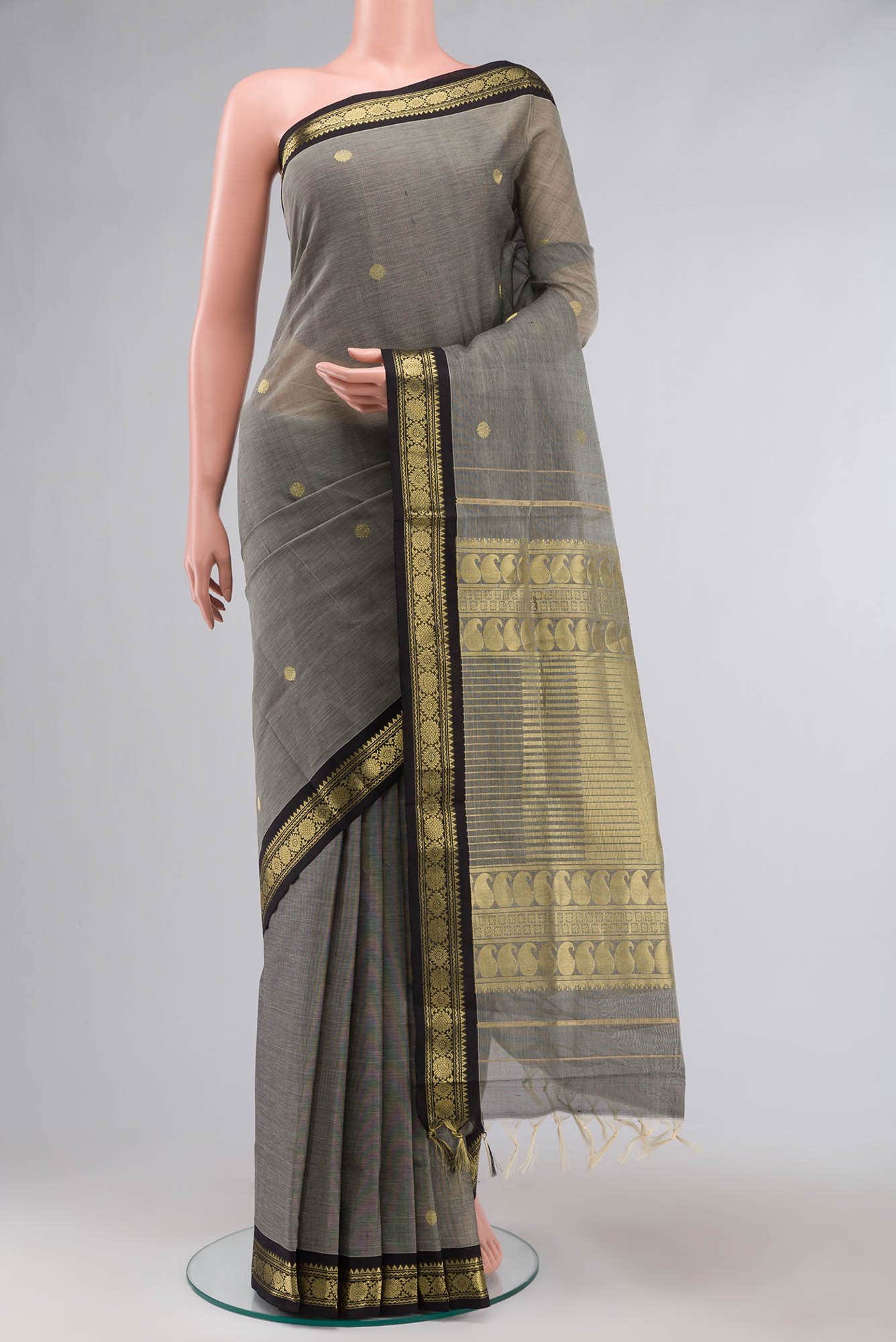 Grey Coimbatore Cotton Saree