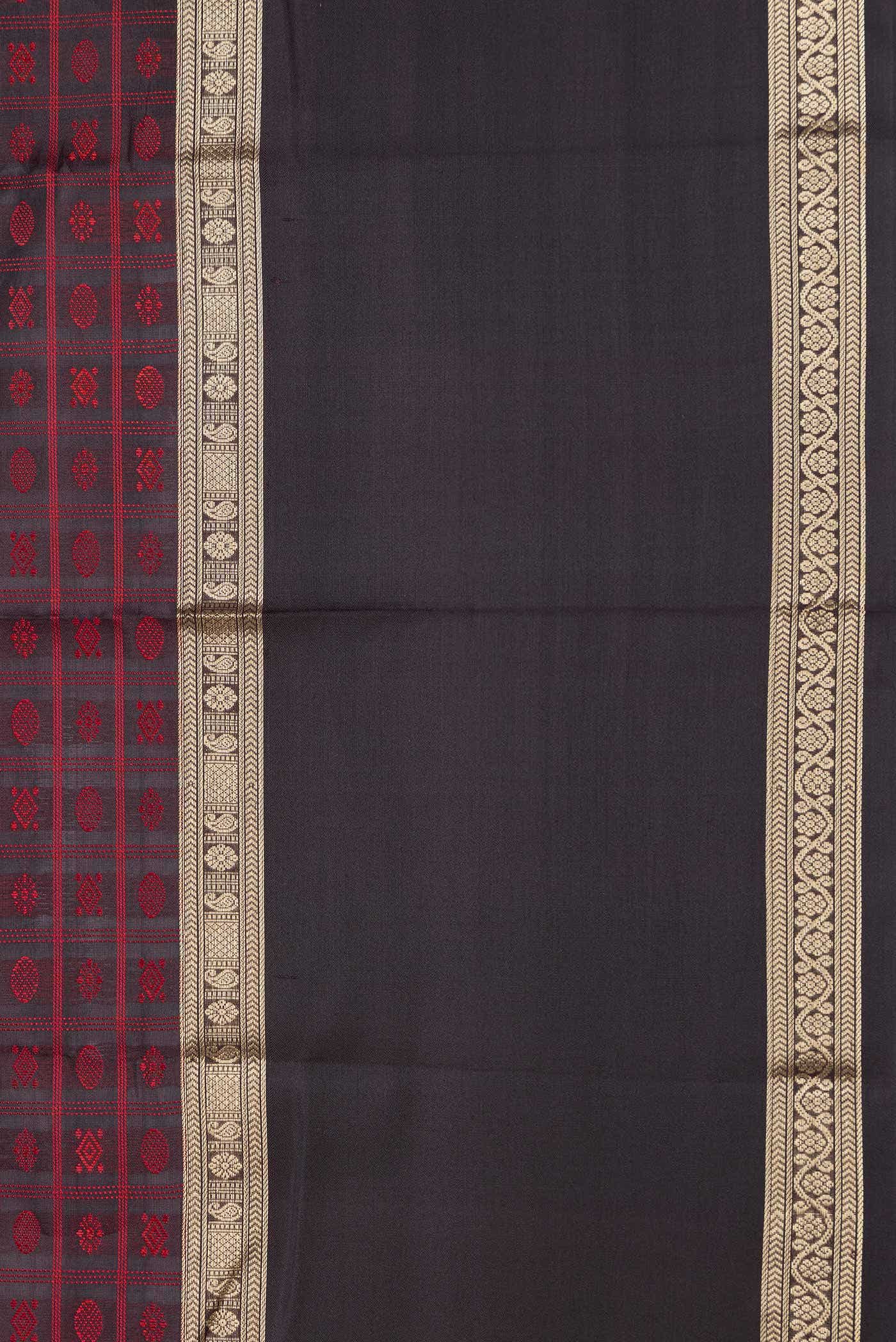 Pure Silk Pure Zari Black Dual Tone Kanchipuram Saree