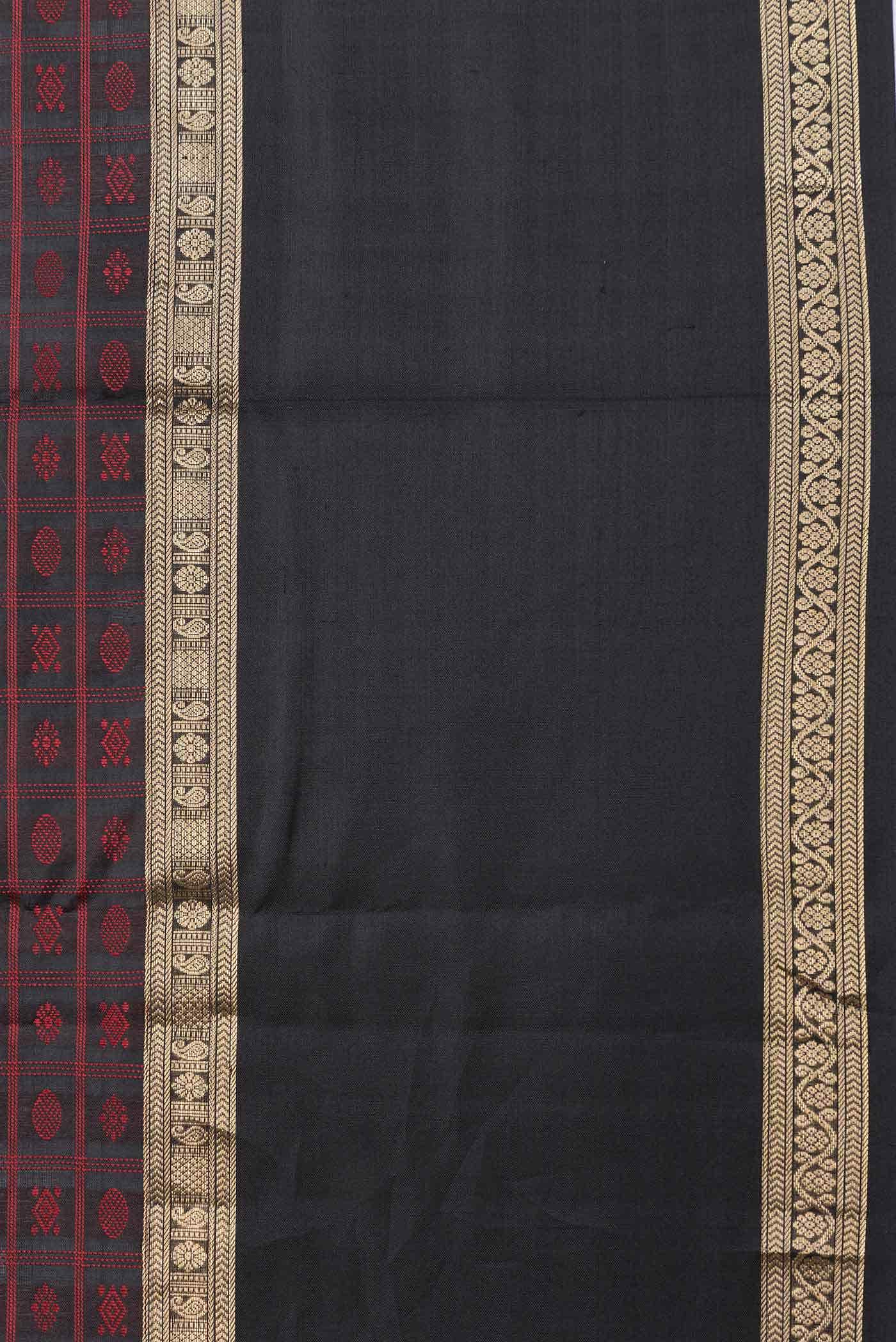 Pure Silk Pure Zari Black Dual Tone Kanchipuram Saree