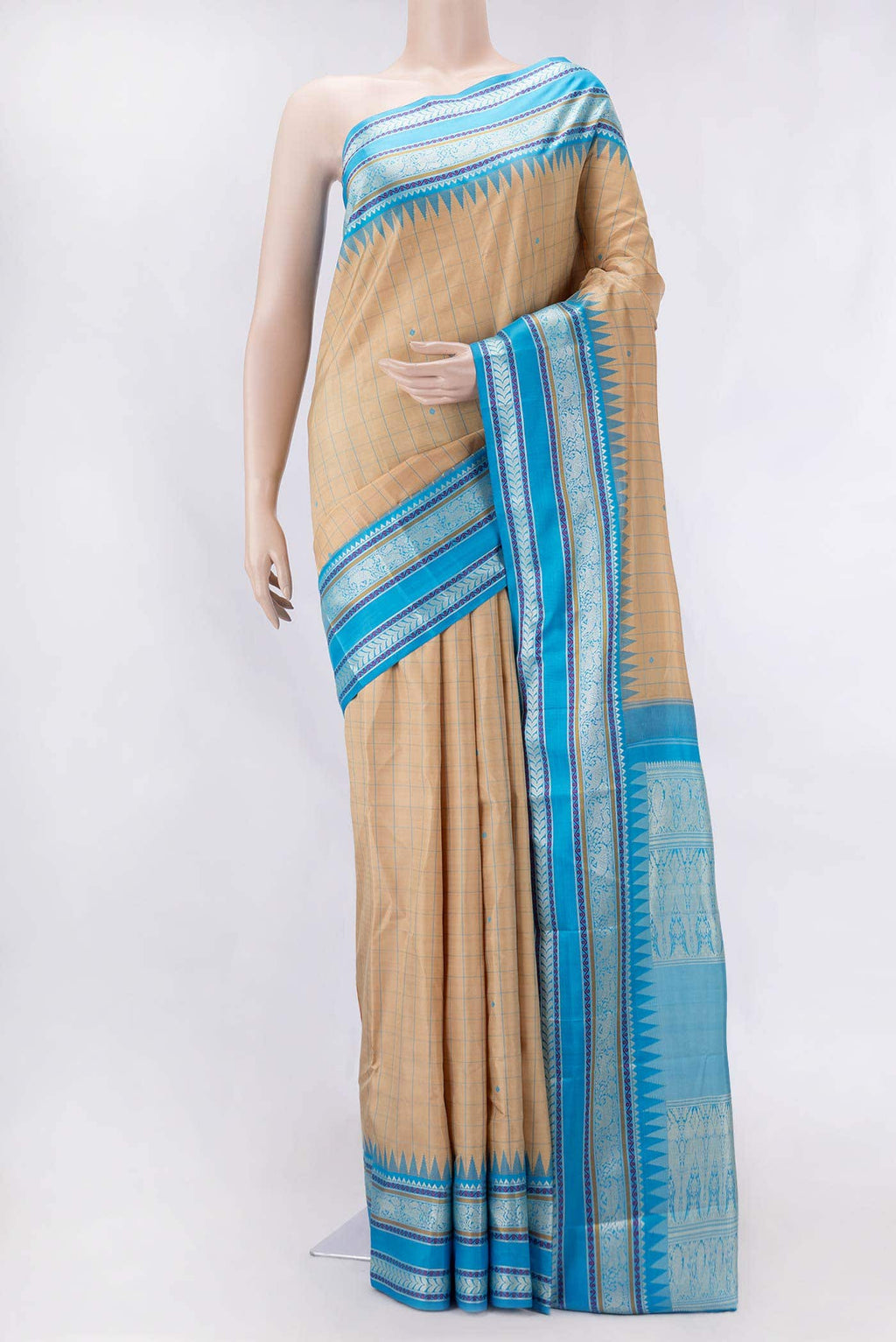 Sandal Dual Tone Kanchipuram Silk Saree