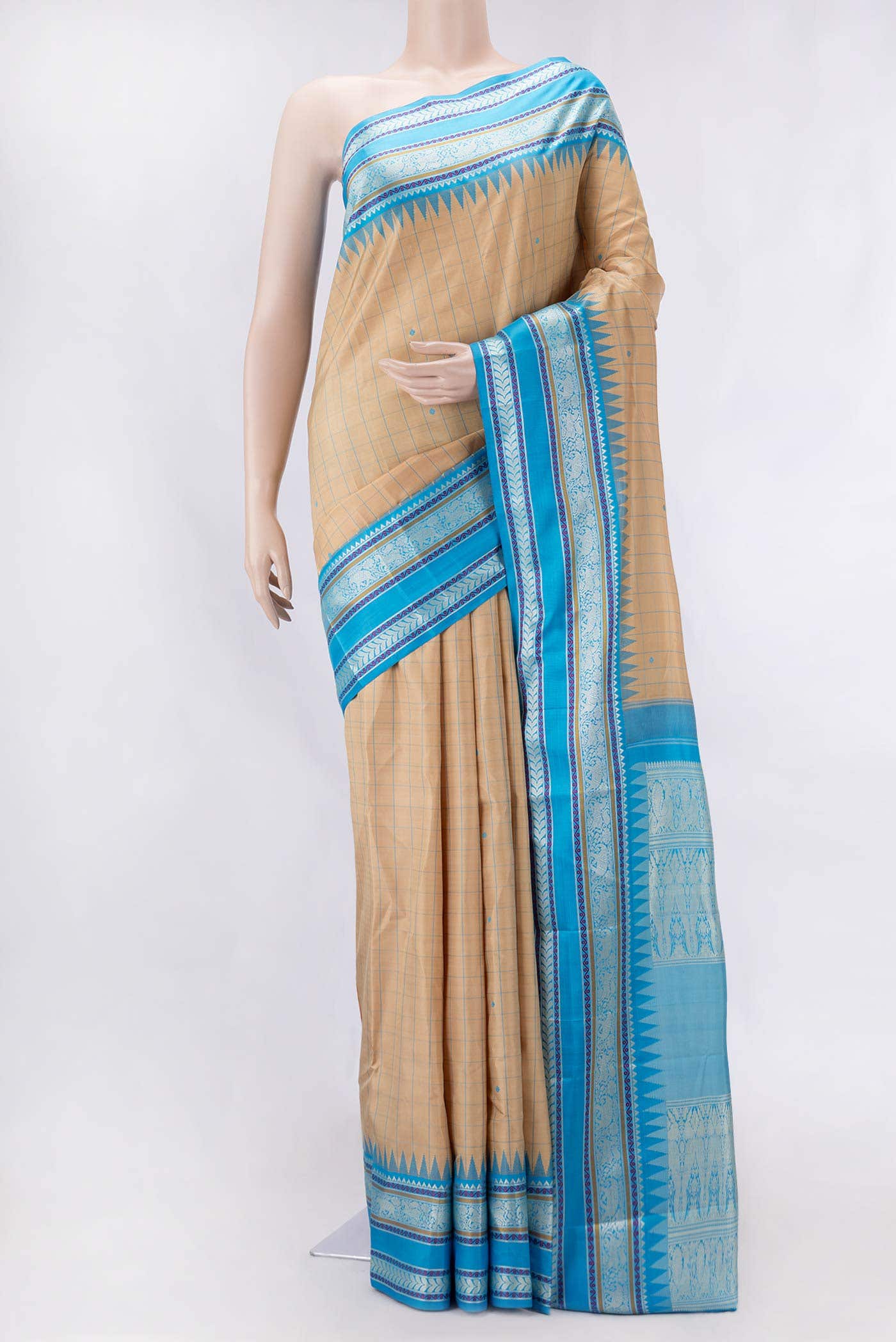 Sandal Dual Tone Kanchipuram Silk Saree