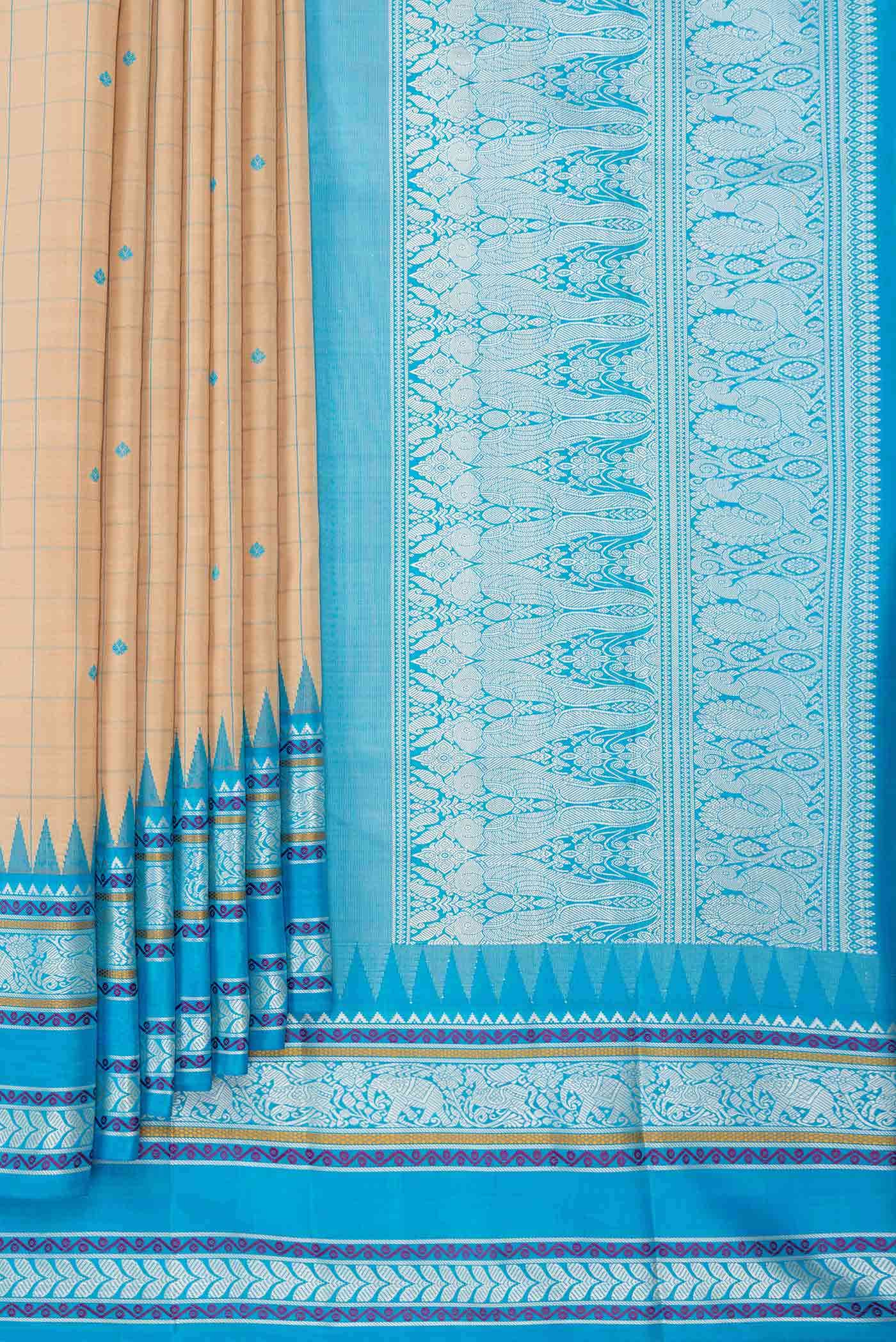 Sandal Dual Tone Kanchipuram Silk Saree