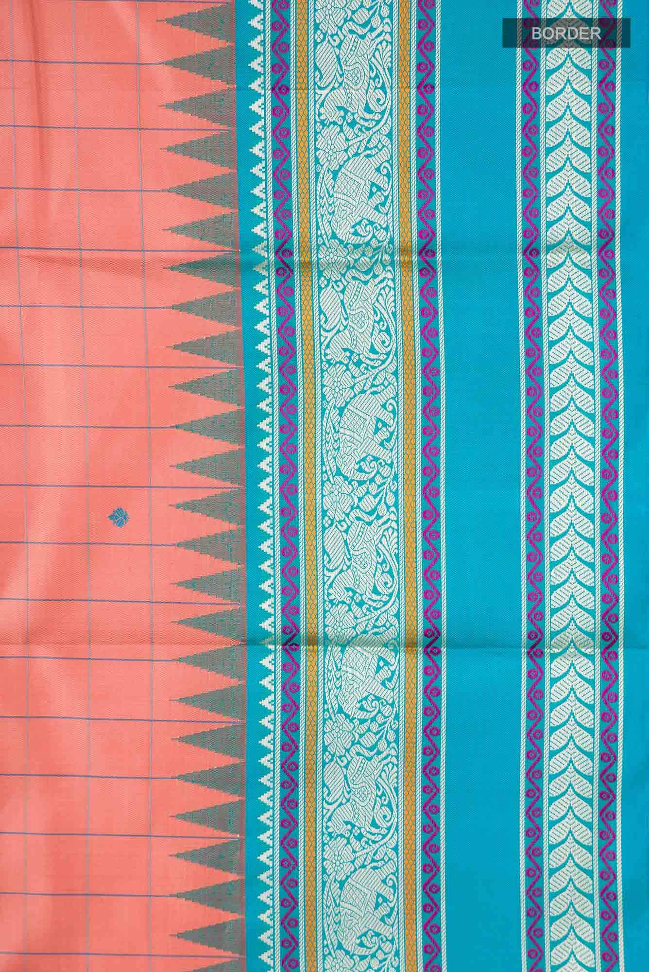 Peach Kanchipuram Silk Saree