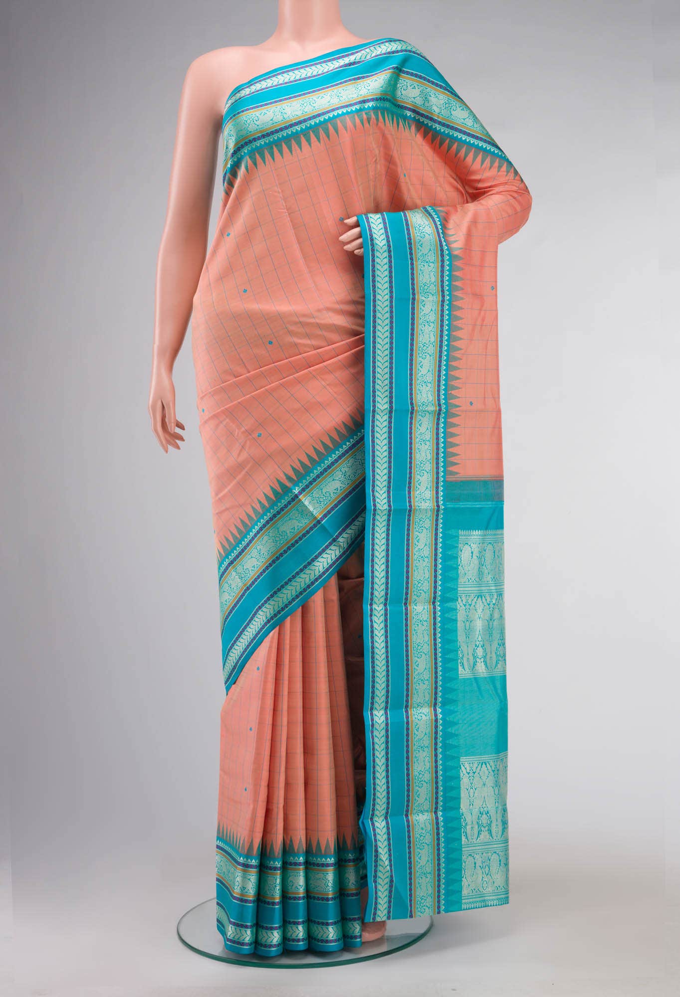 Peach Kanchipuram Silk Saree