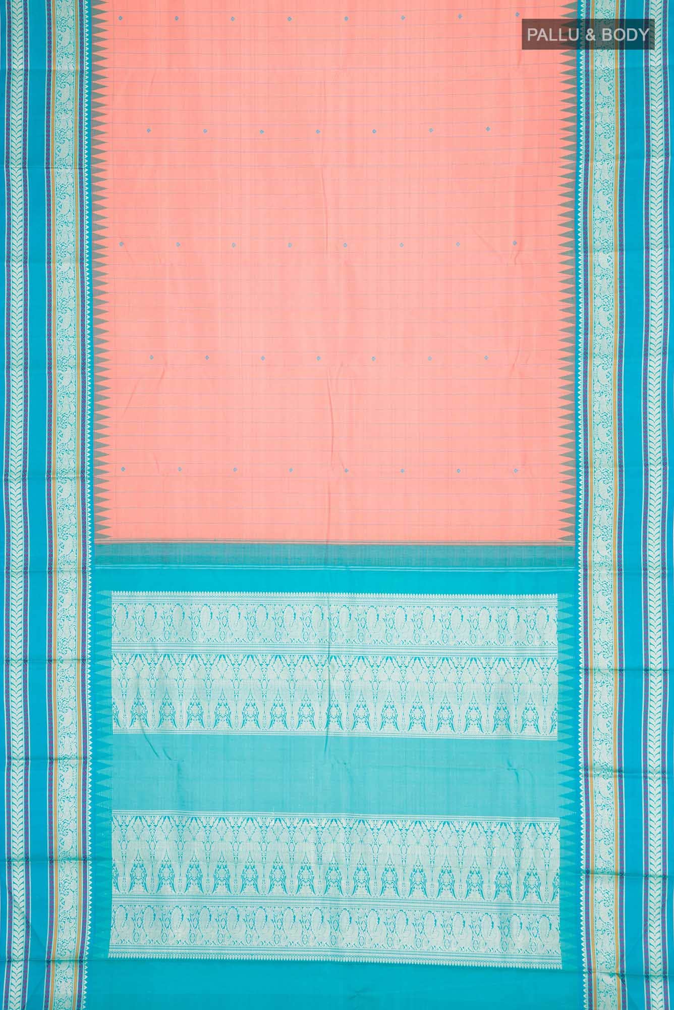 Peach Kanchipuram Silk Saree