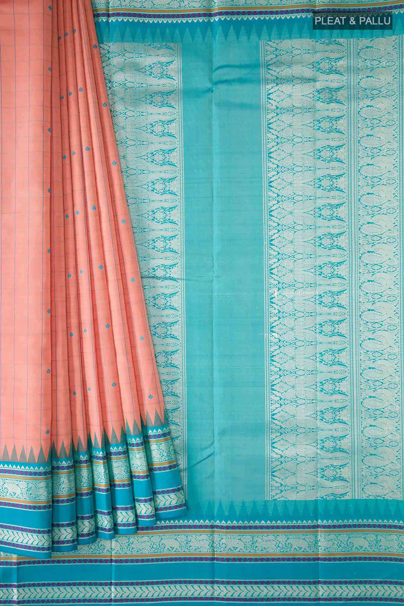 Peach Kanchipuram Silk Saree