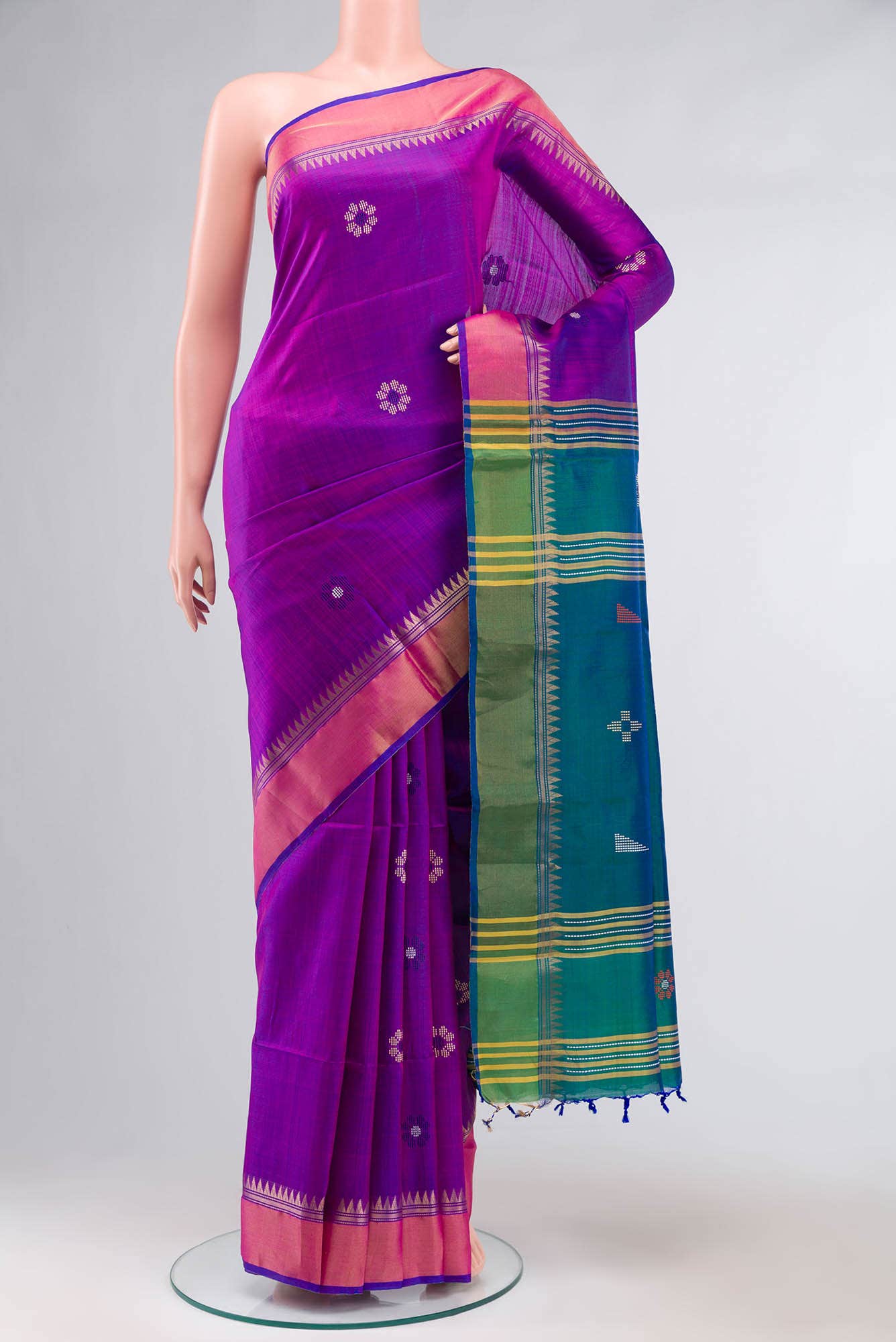 Magenta Assam Silk Saree