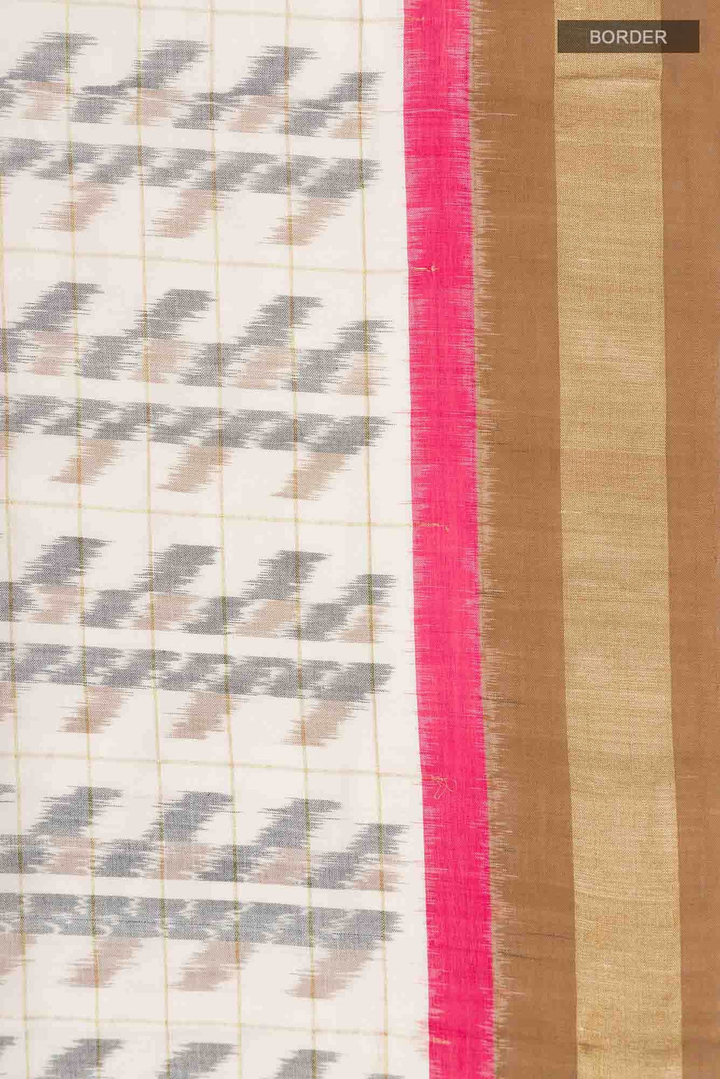 Off White Pochampally Cotton Saree