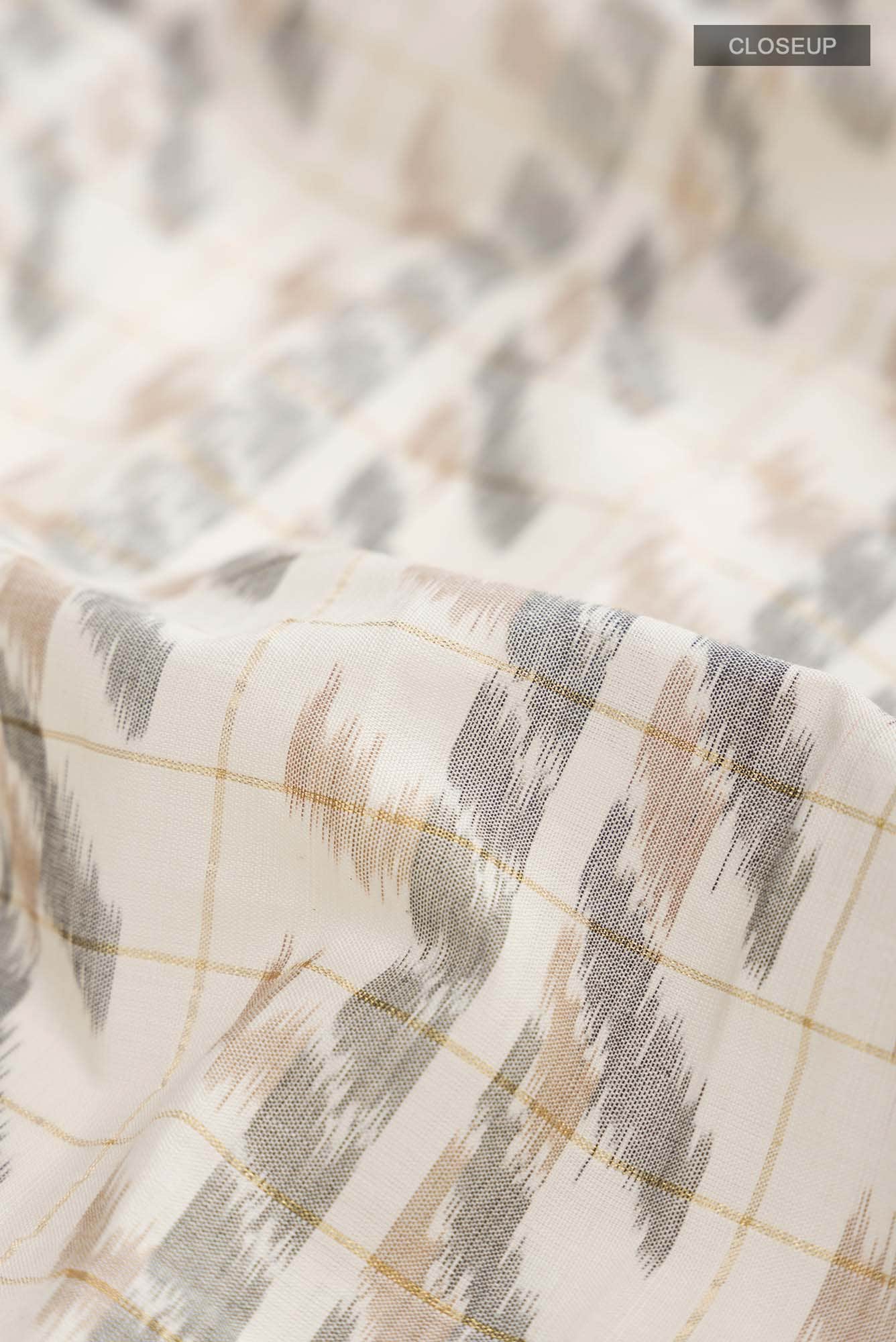 Off White Pochampally Cotton Saree