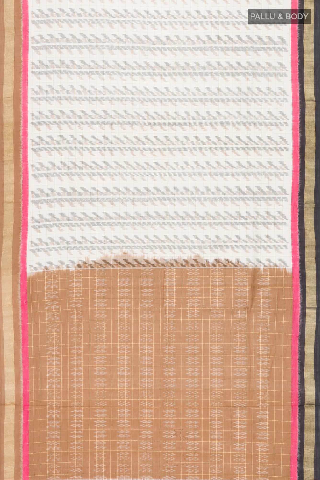 Off White Pochampally Cotton Saree