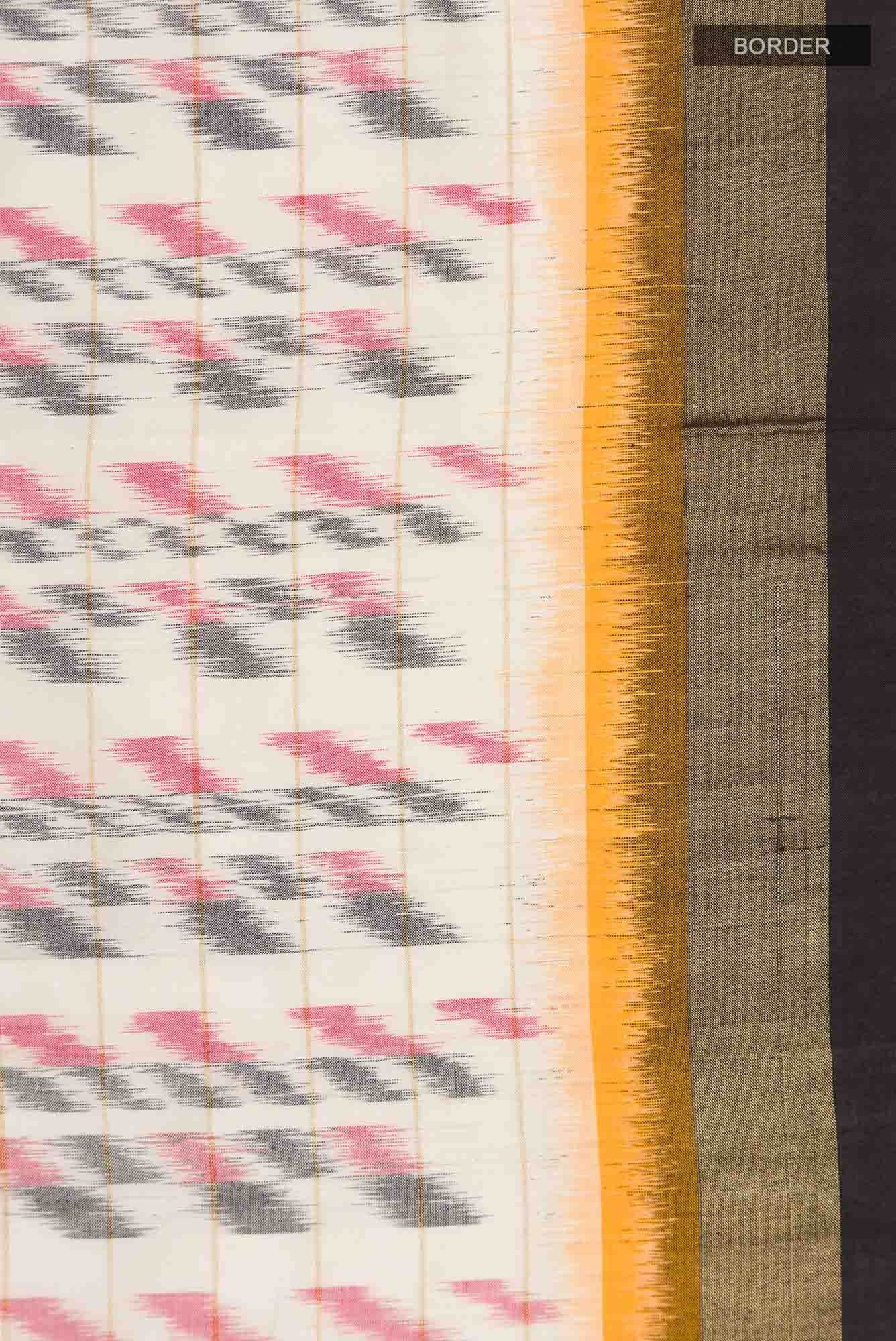 Off White Pochampally Cotton Saree