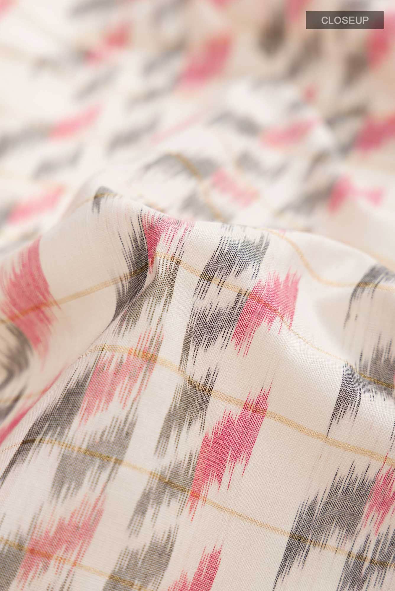 Off White Pochampally Cotton Saree