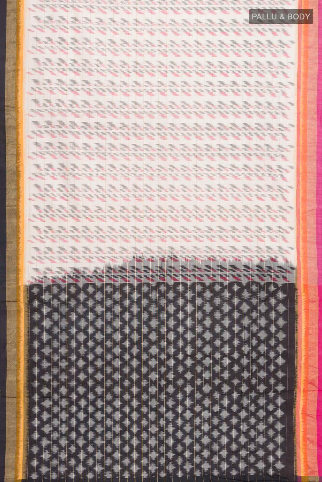 Off White Pochampally Cotton Saree
