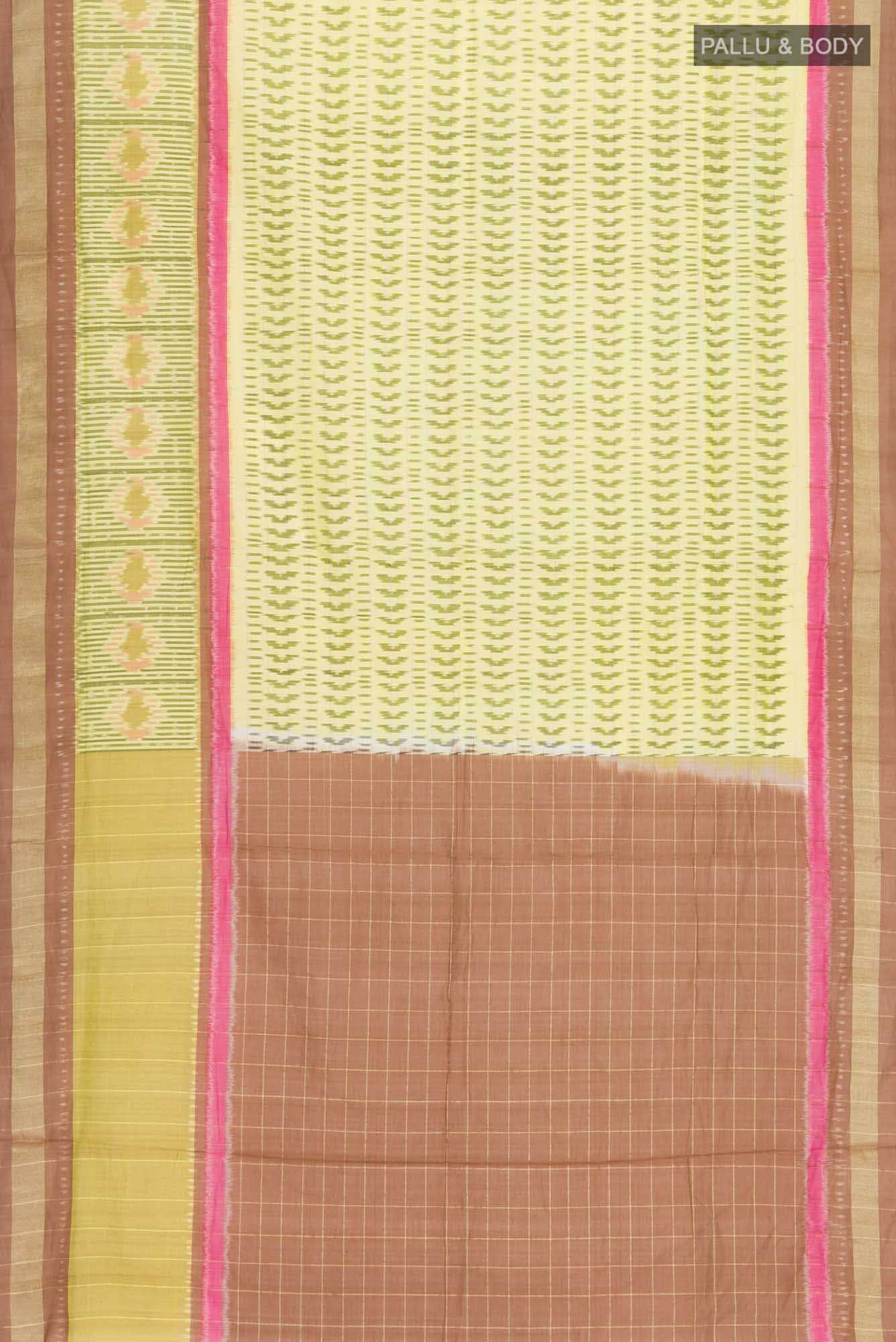 Yellow Pochampally Cotton Saree