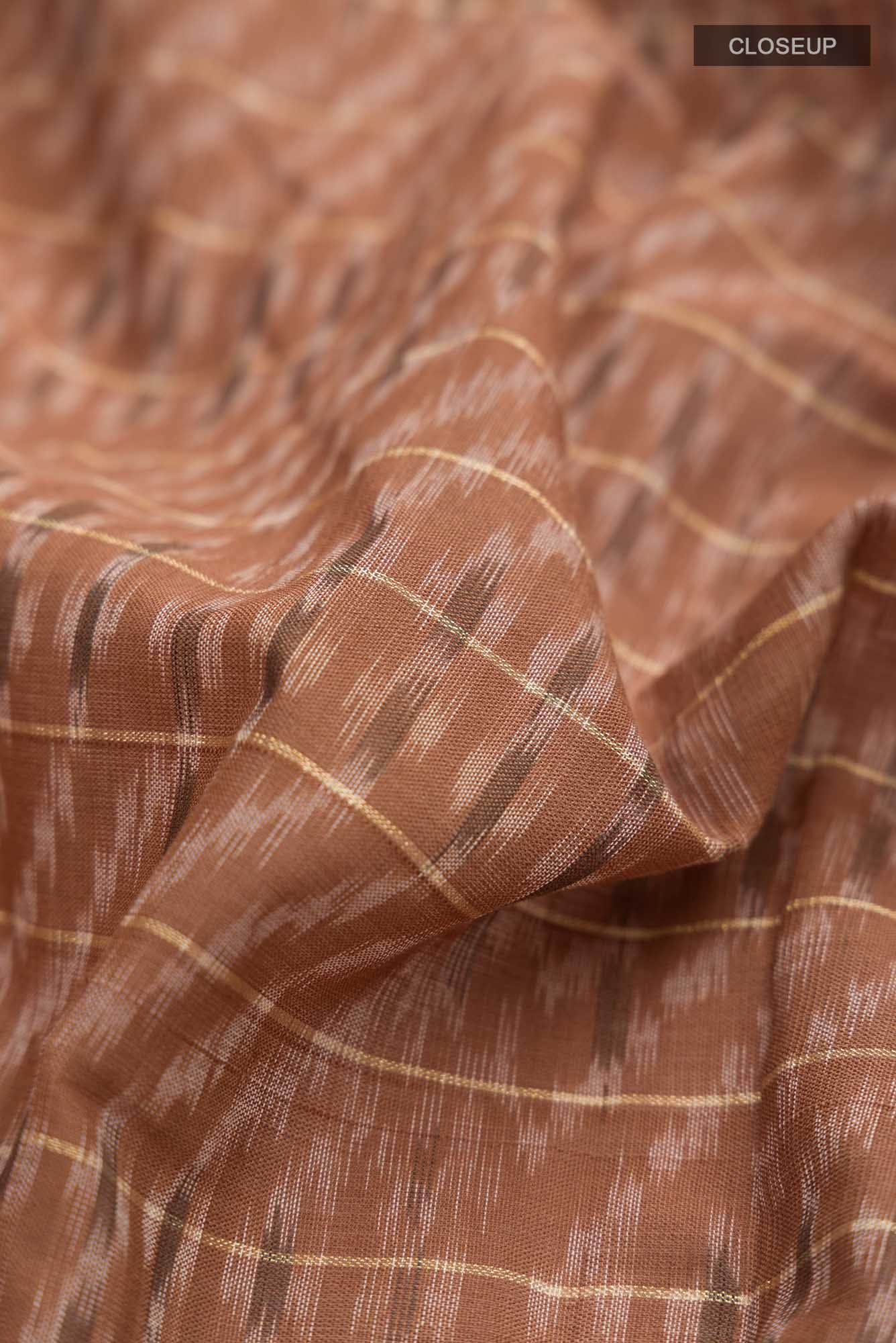 Brown Pochampally Cotton Saree