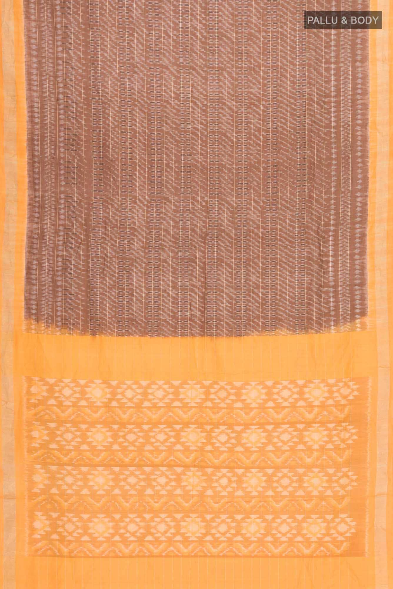 Brown Pochampally Cotton Saree