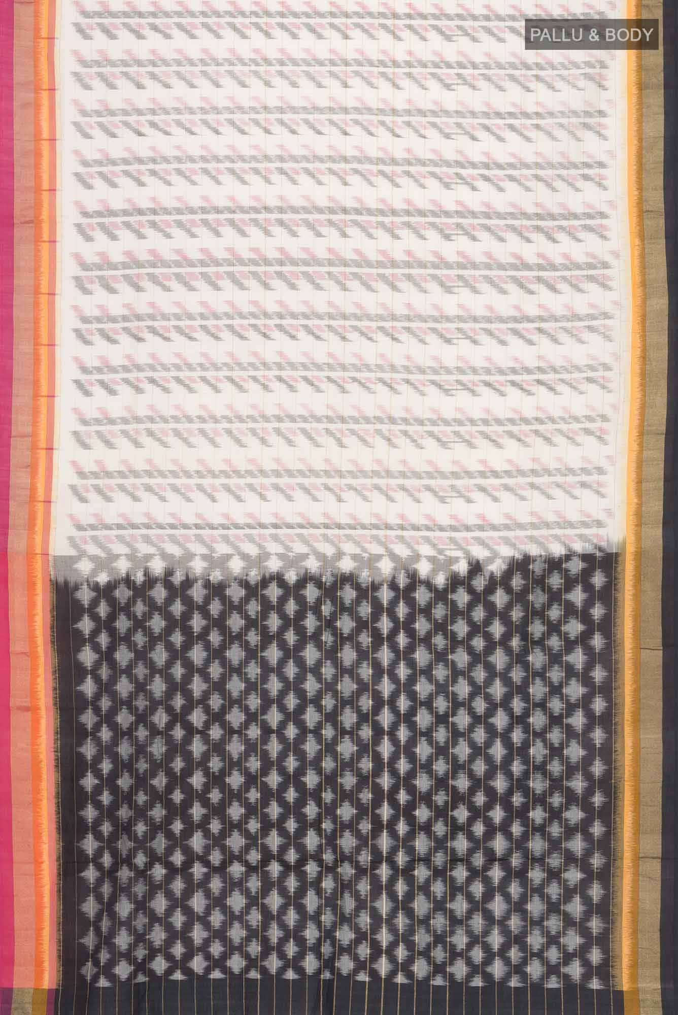Off White Pochampally Cotton Saree