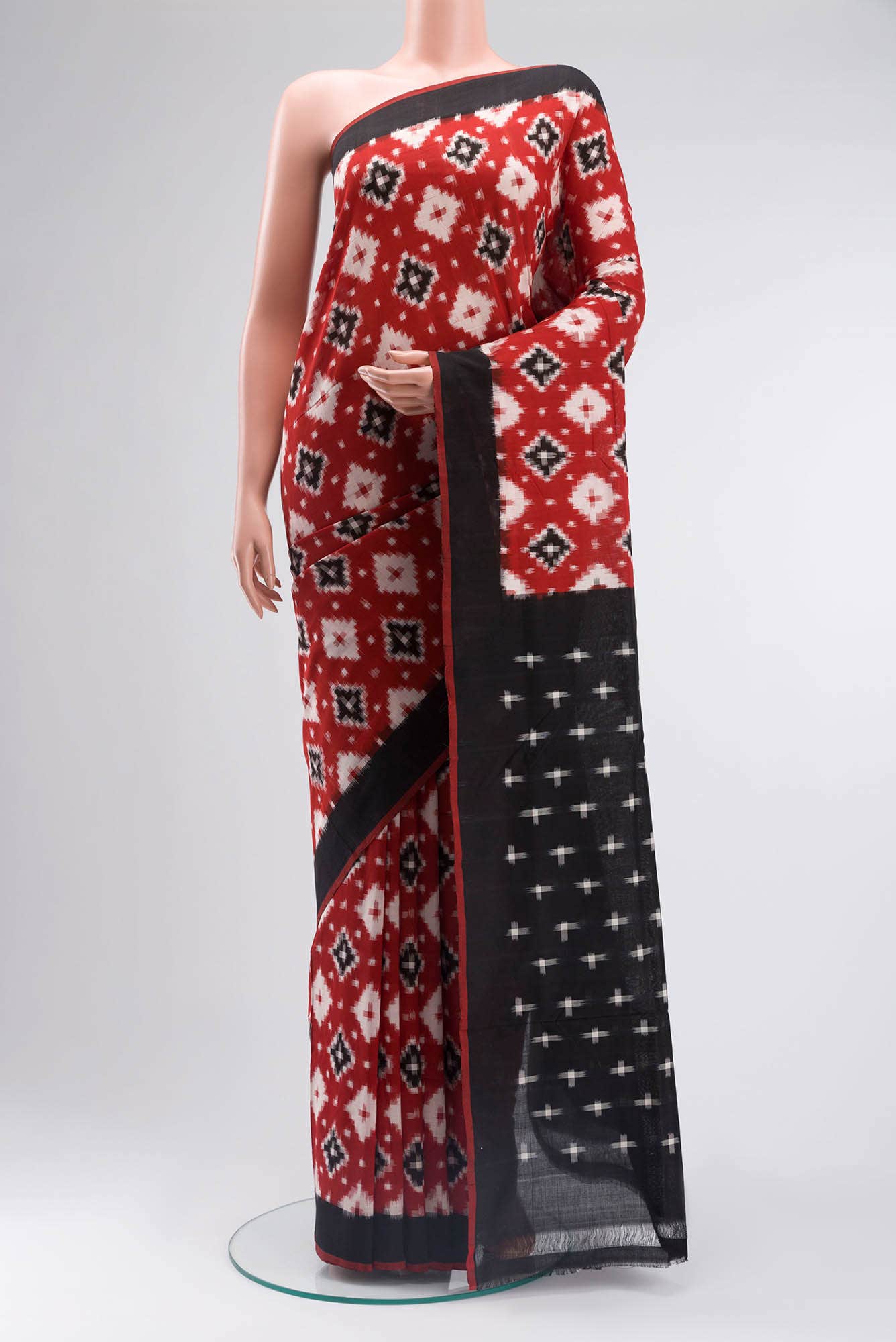 Red Pochampally Cotton Saree