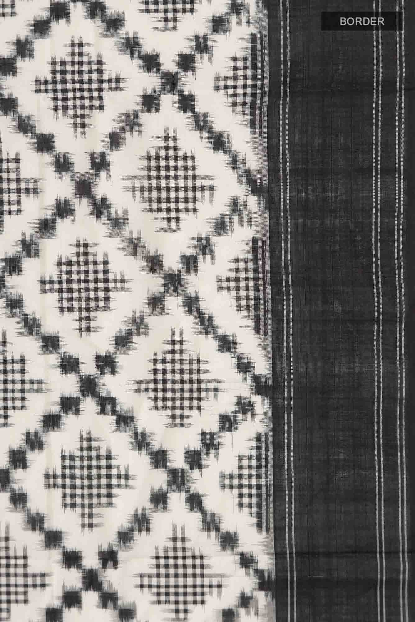 Off White Pochampally Cotton Saree