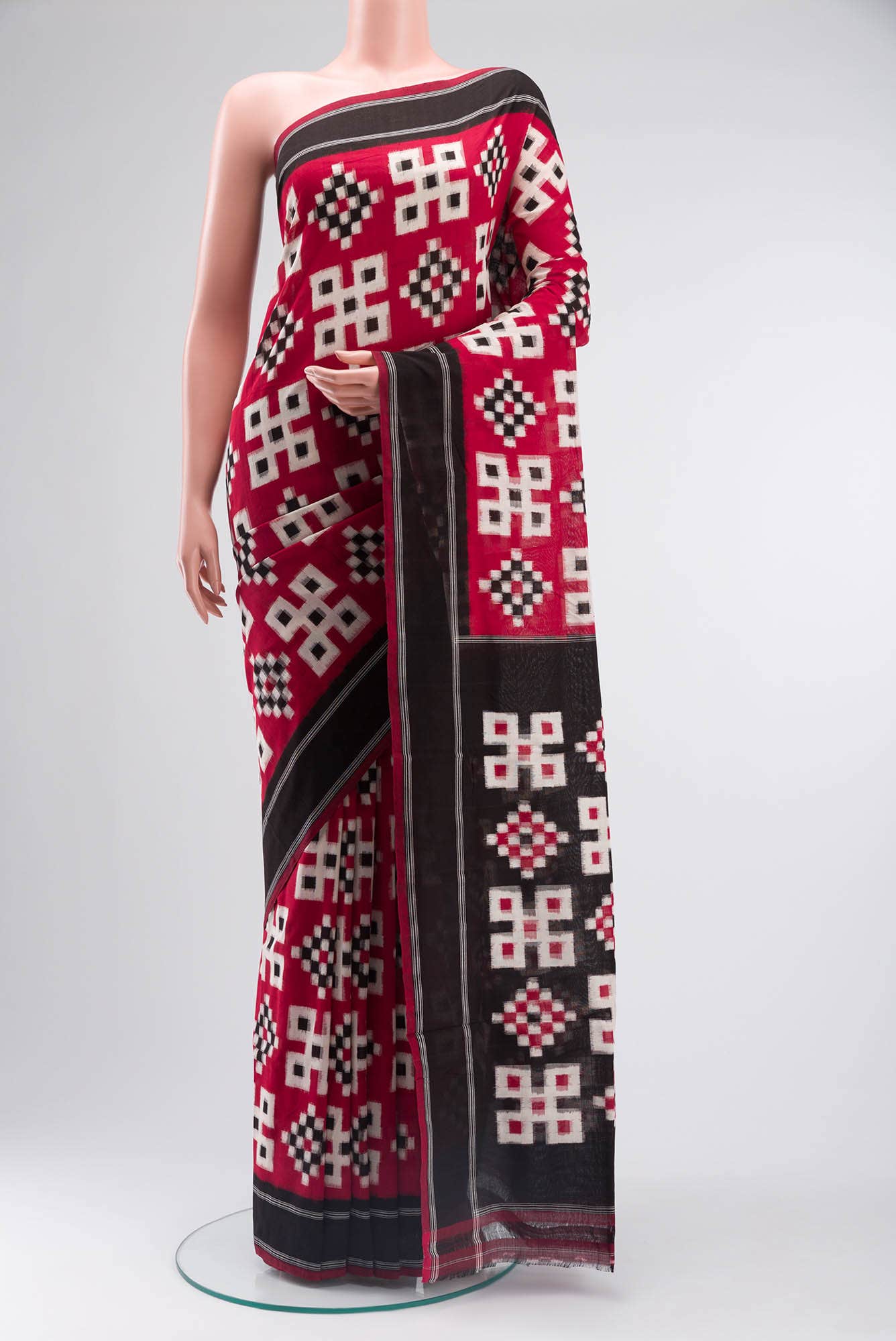 Red Pochampally Cotton Saree