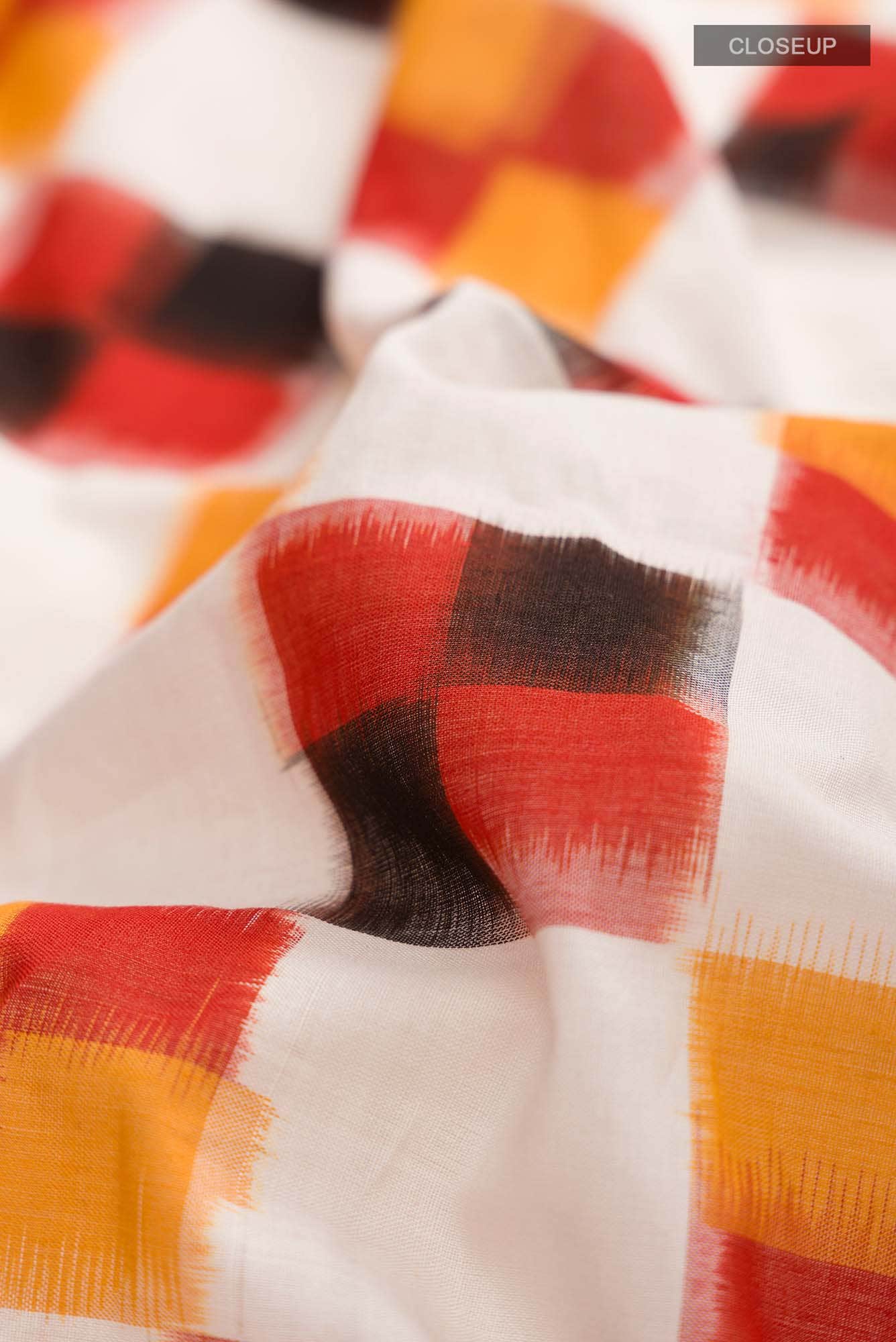 Off White Pochampally Cotton Saree
