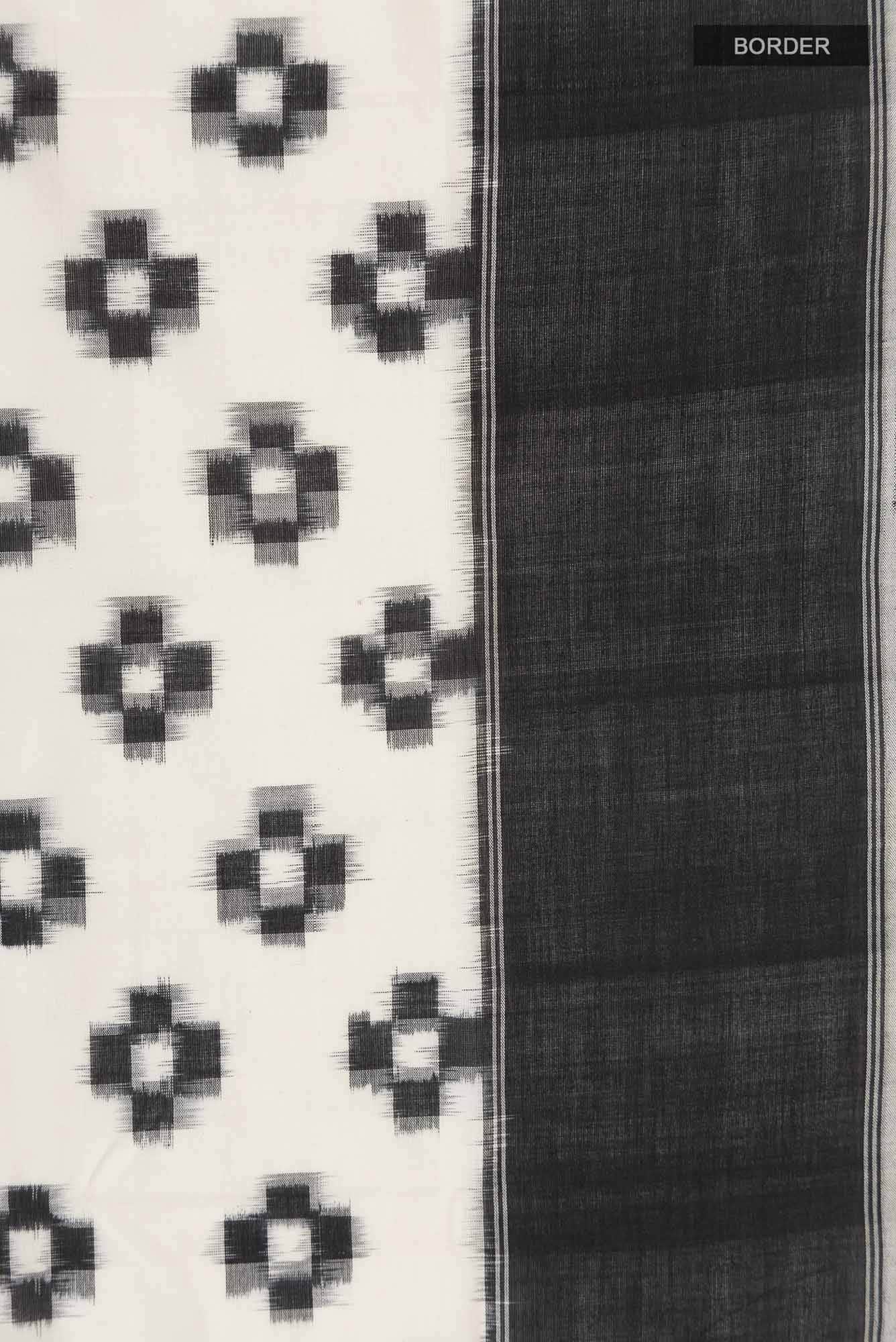 Off White Pochampally Cotton Saree
