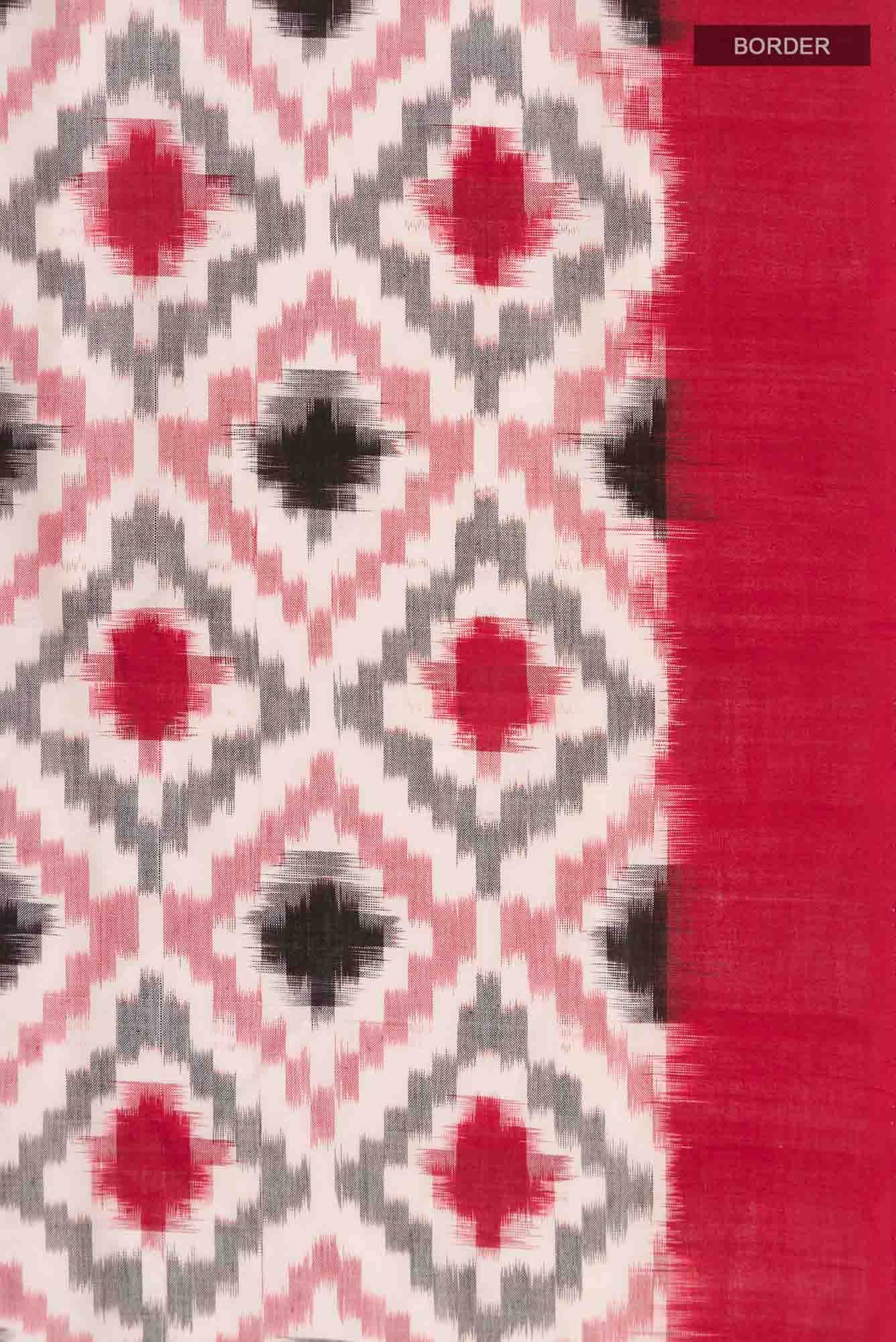 Off White Pochampally Cotton Saree