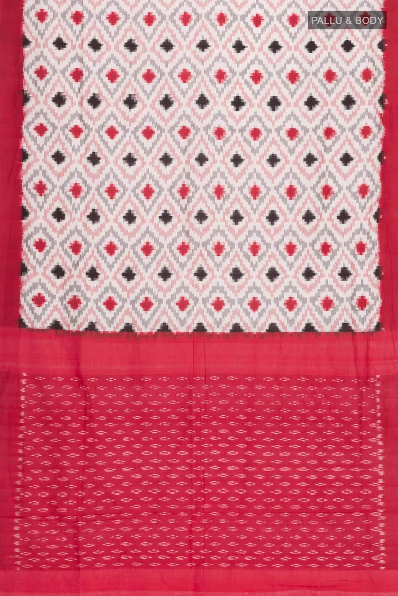 Off White Pochampally Cotton Saree
