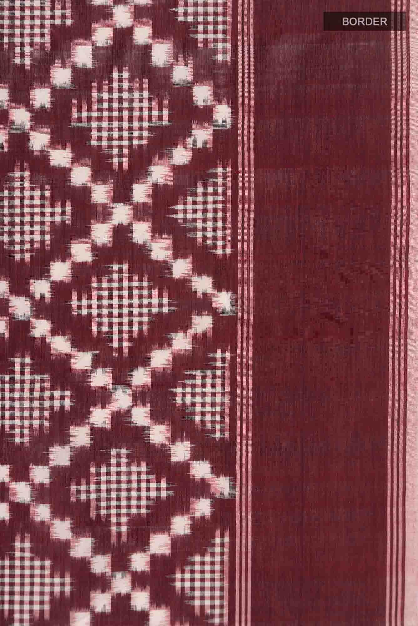 Maroon Pochampally Cotton Saree