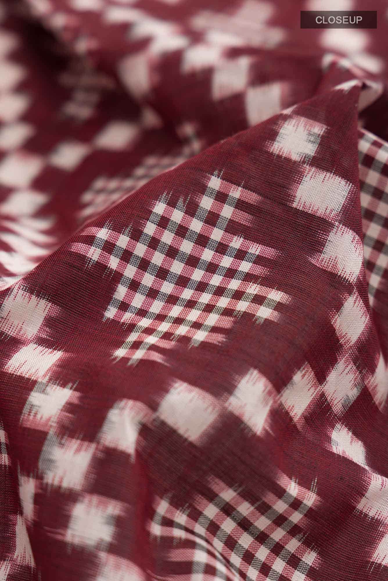 Maroon Pochampally Cotton Saree