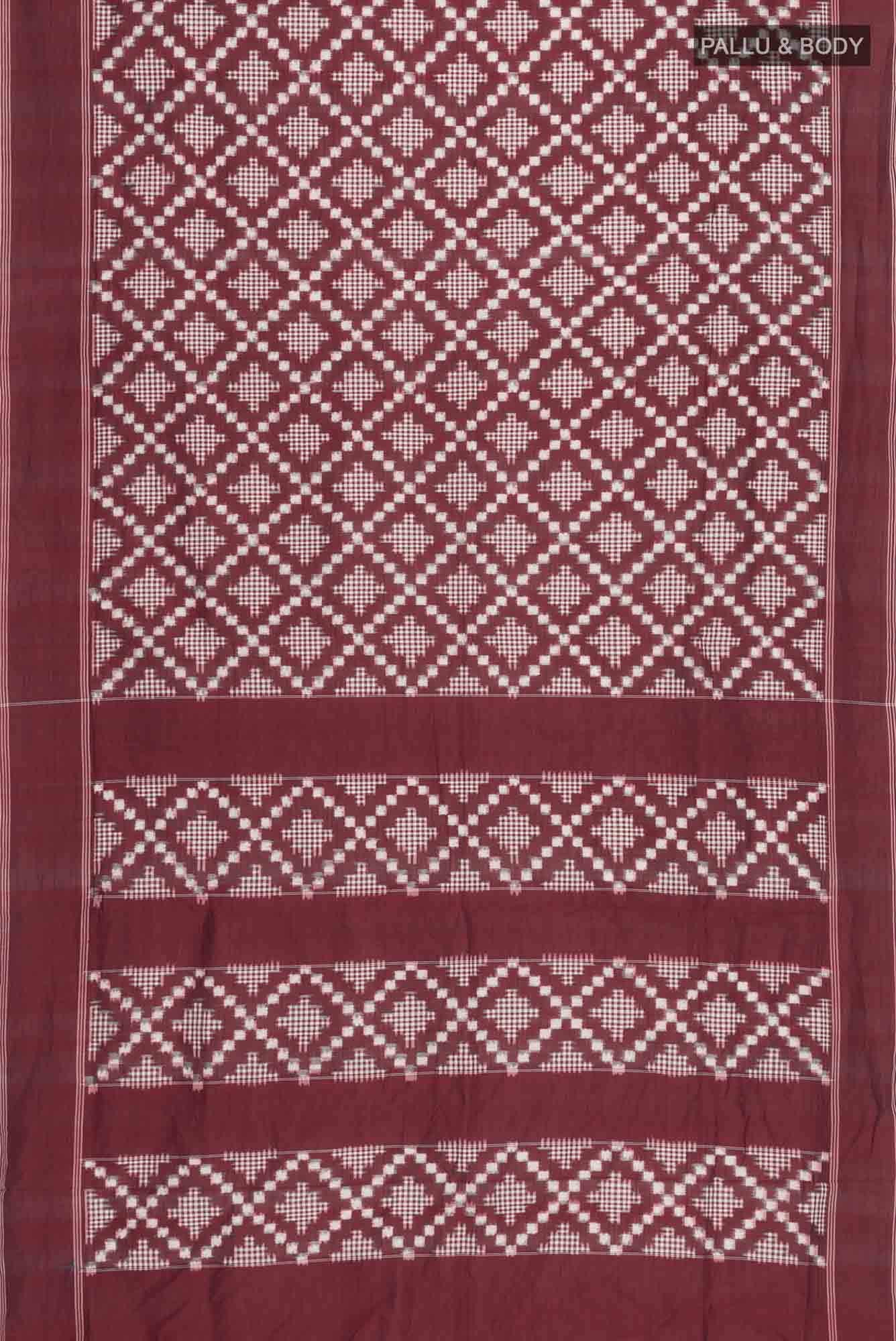 Maroon Pochampally Cotton Saree