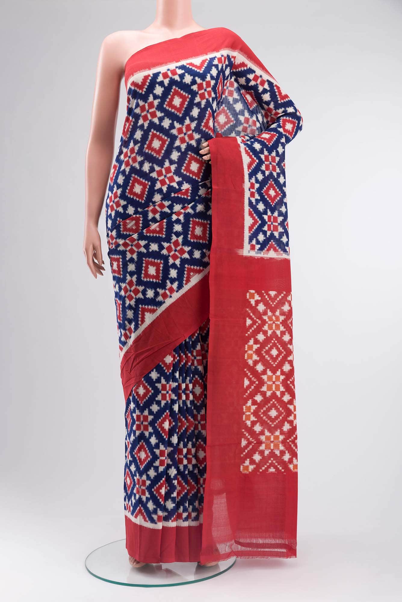 Blue Pochampally Cotton Saree