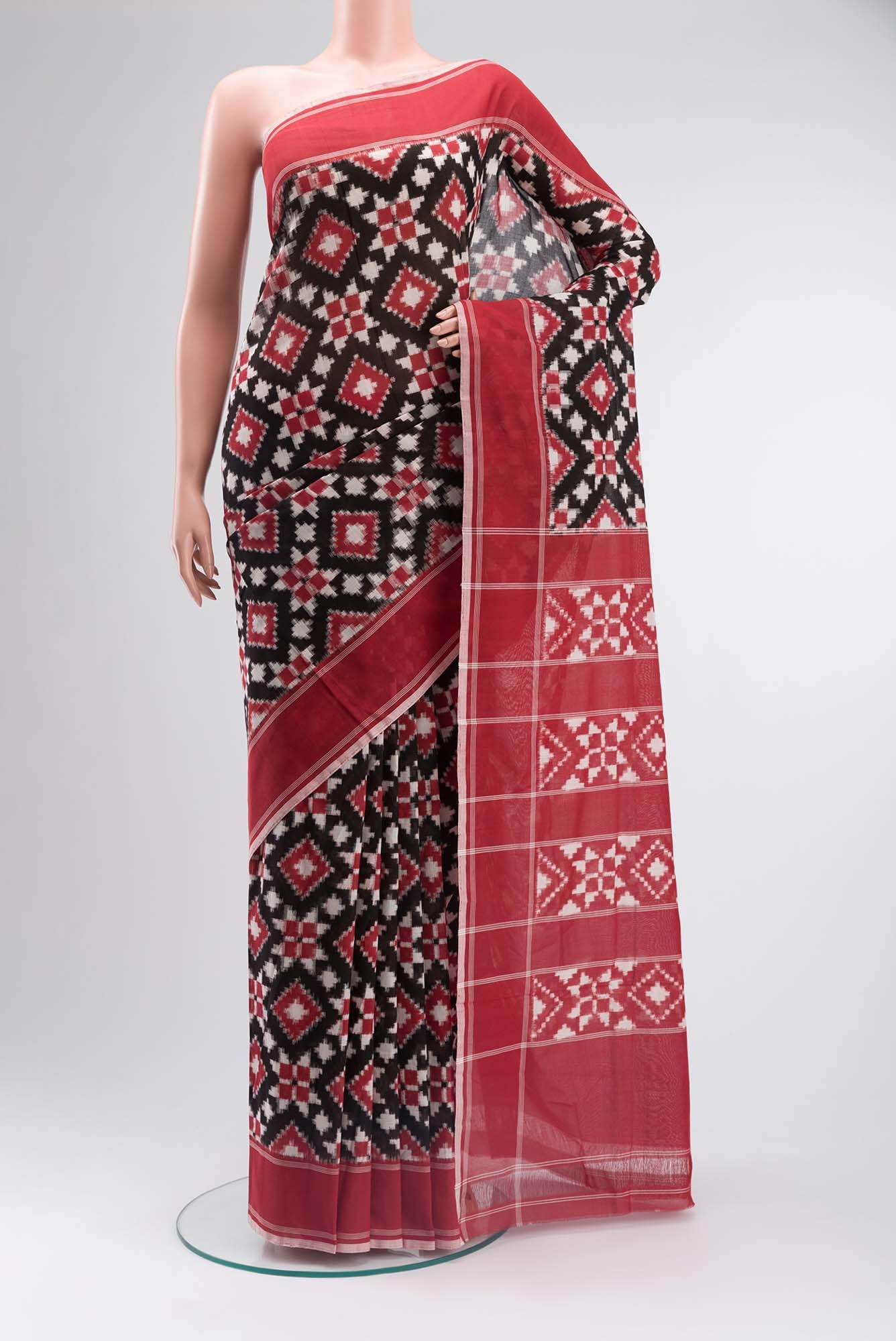 Black Pochampally Cotton Saree