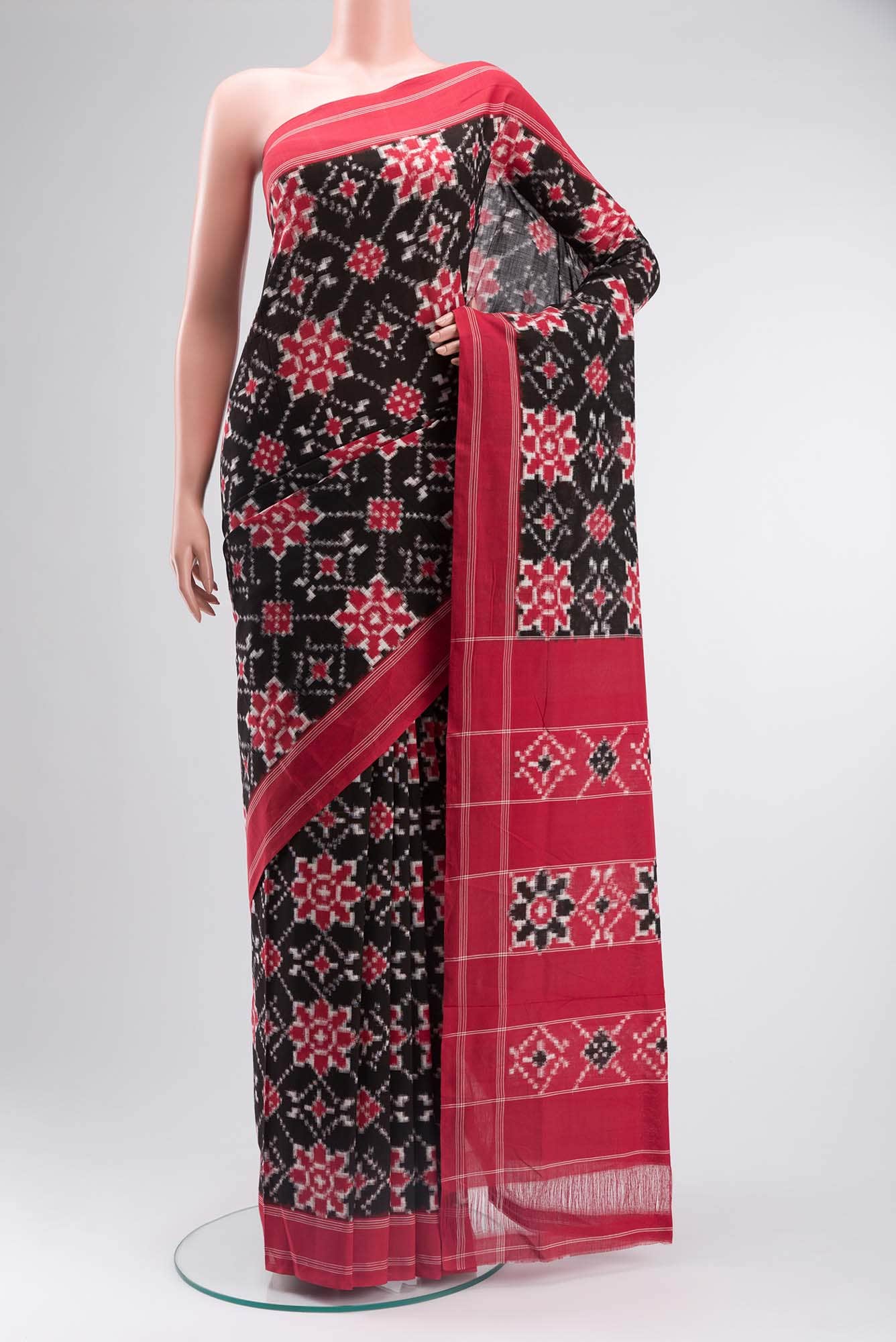 Black Pochampally Cotton Saree