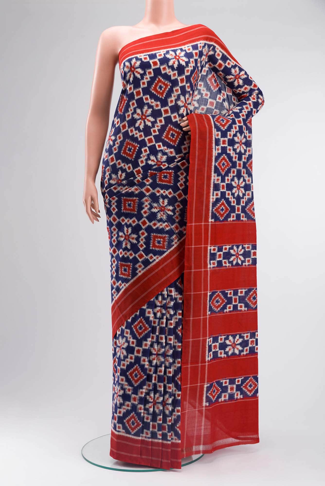 Blue Pochampally Cotton Saree