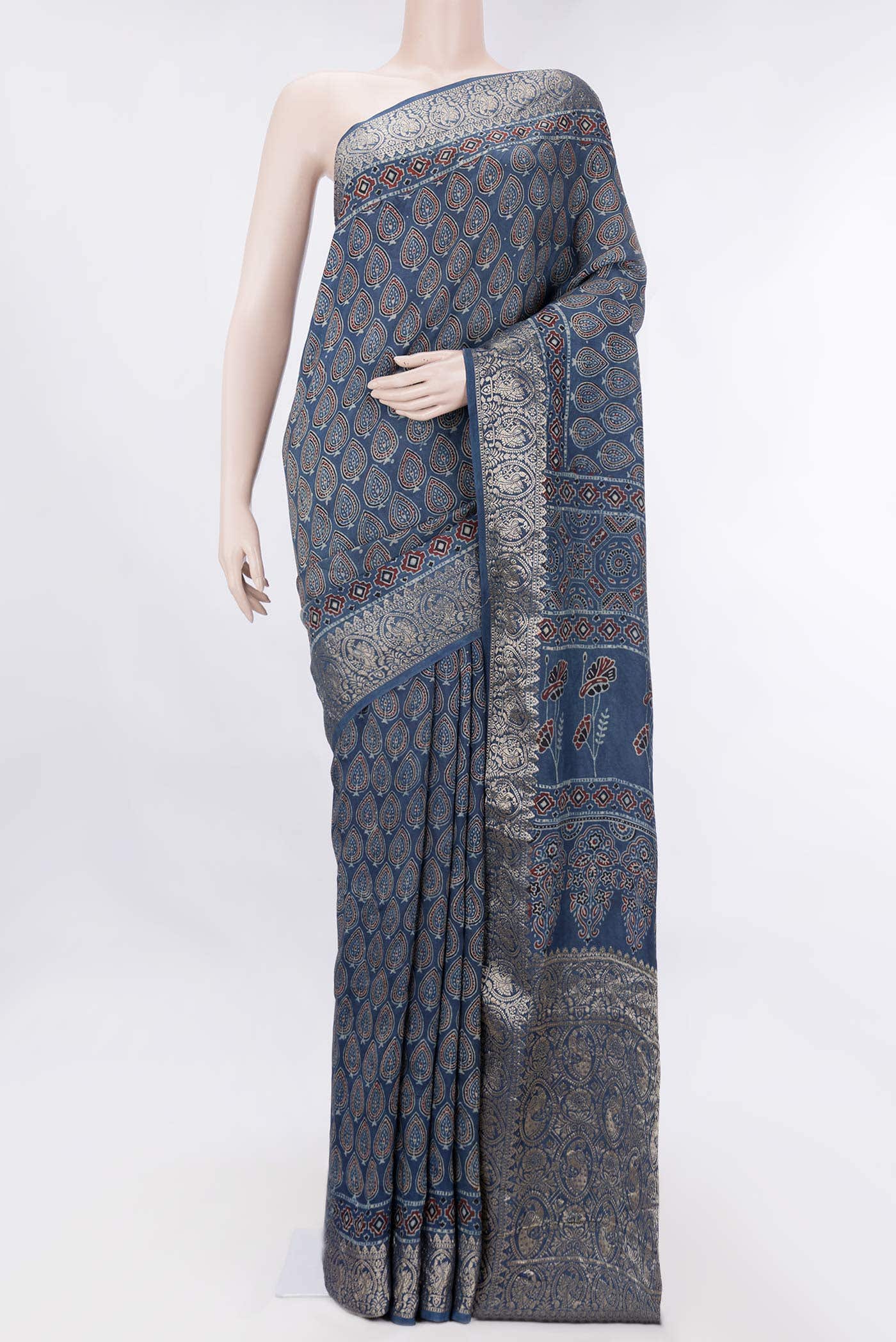 Navy Blue Dual Tone Satin Silk Saree