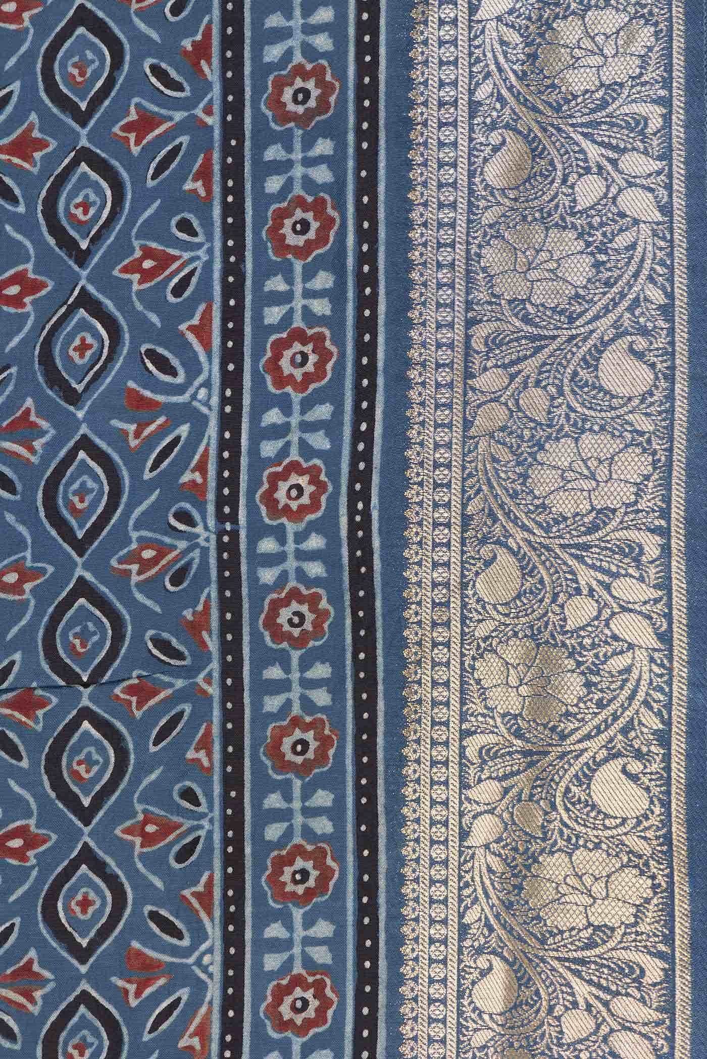 Blue Dual Tone Satin Silk Saree