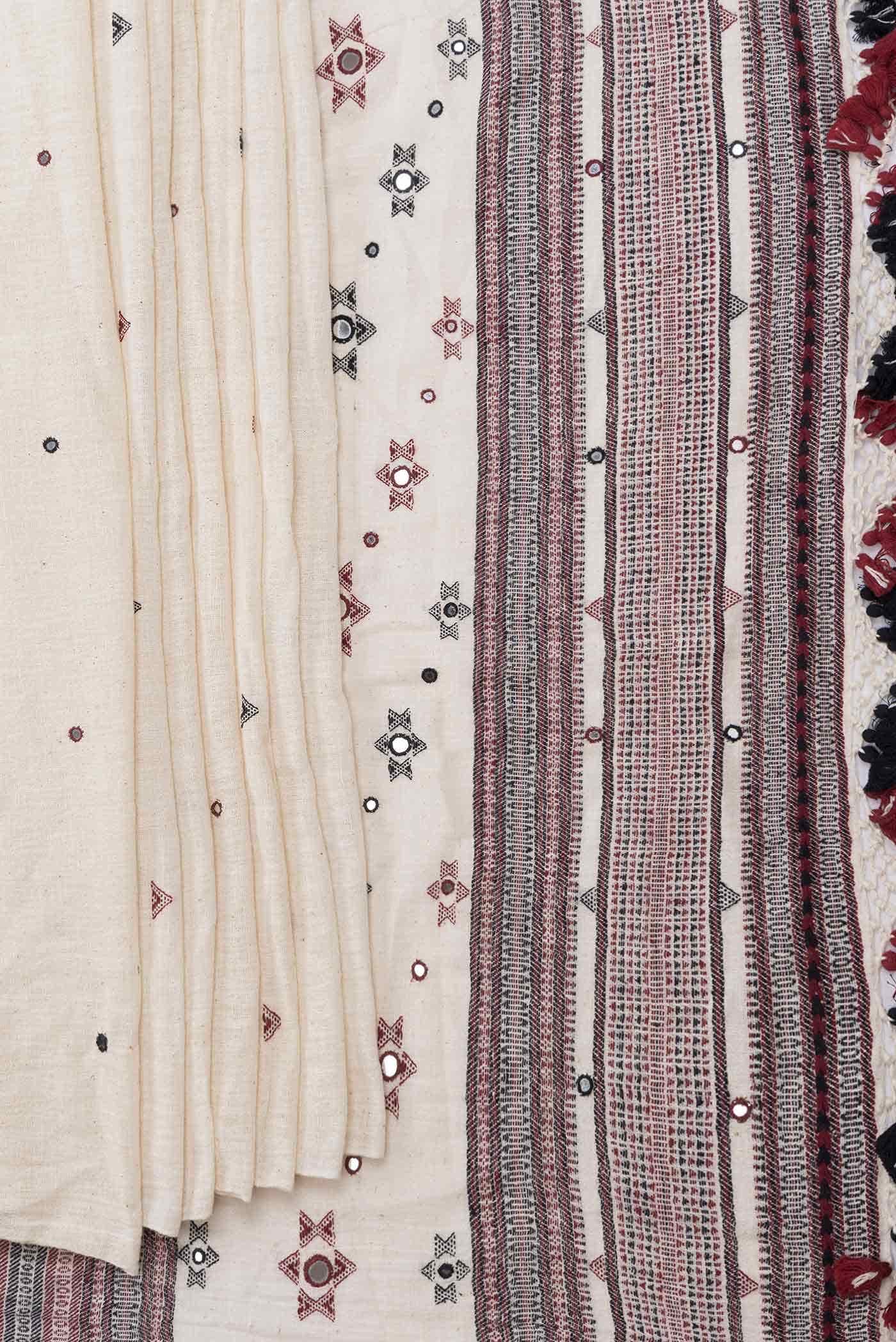 Off White Dual Tone Linen Cotton Saree