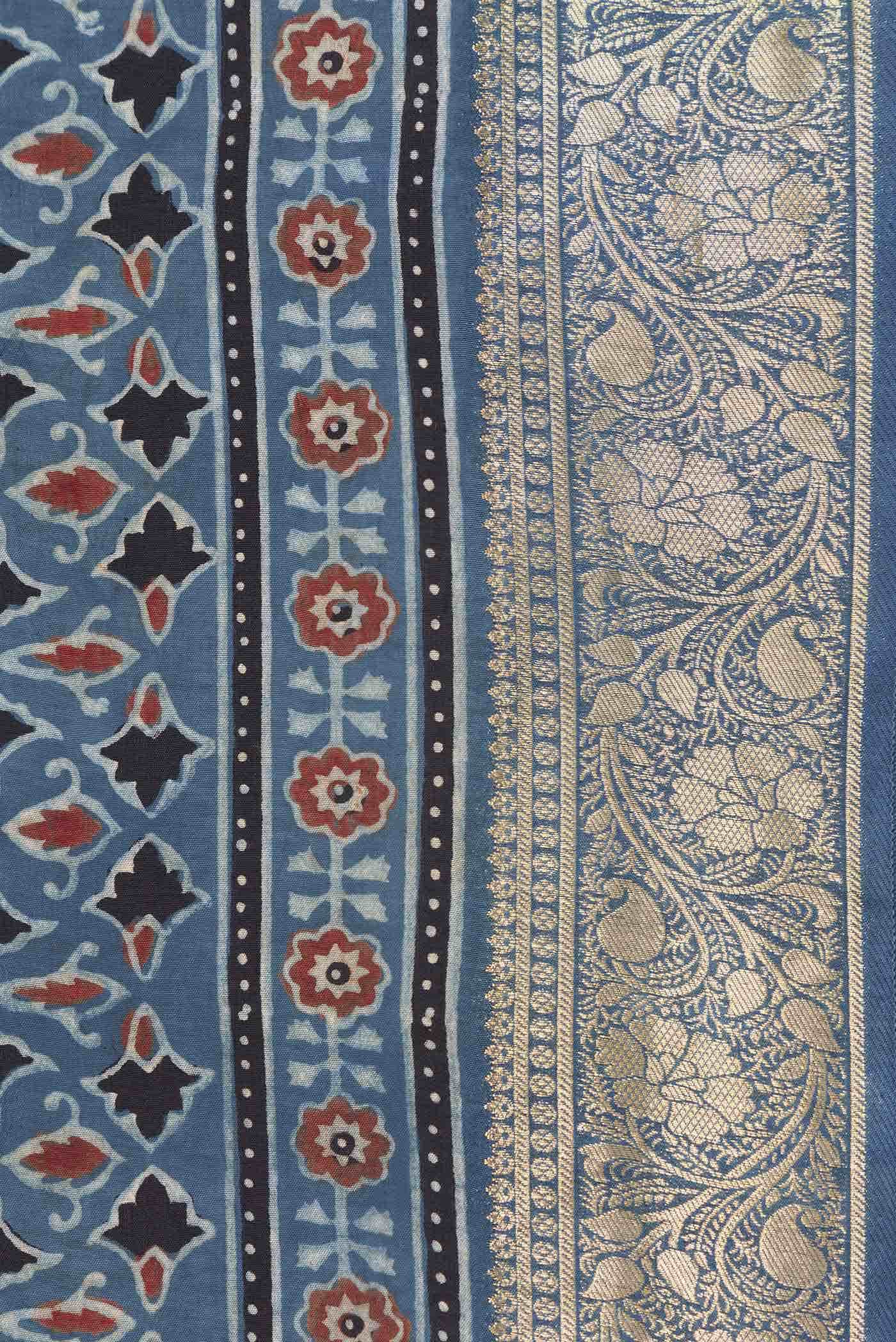 Blue Dual Tone Satin Silk Saree