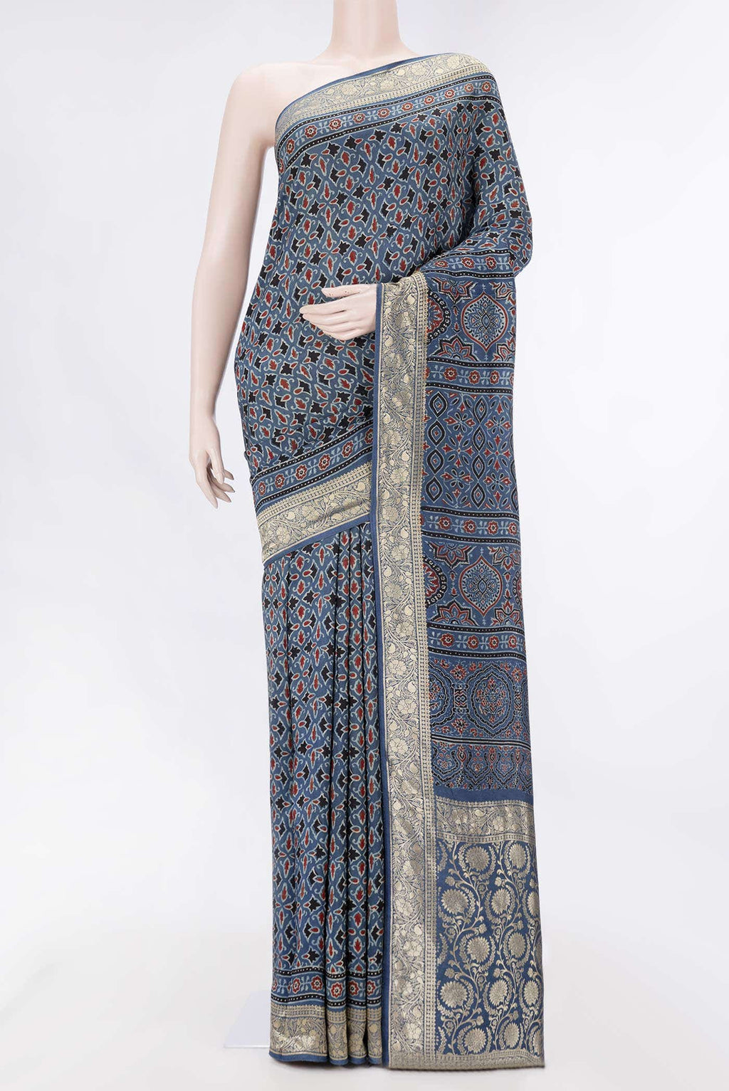 Blue Dual Tone Satin Silk Saree