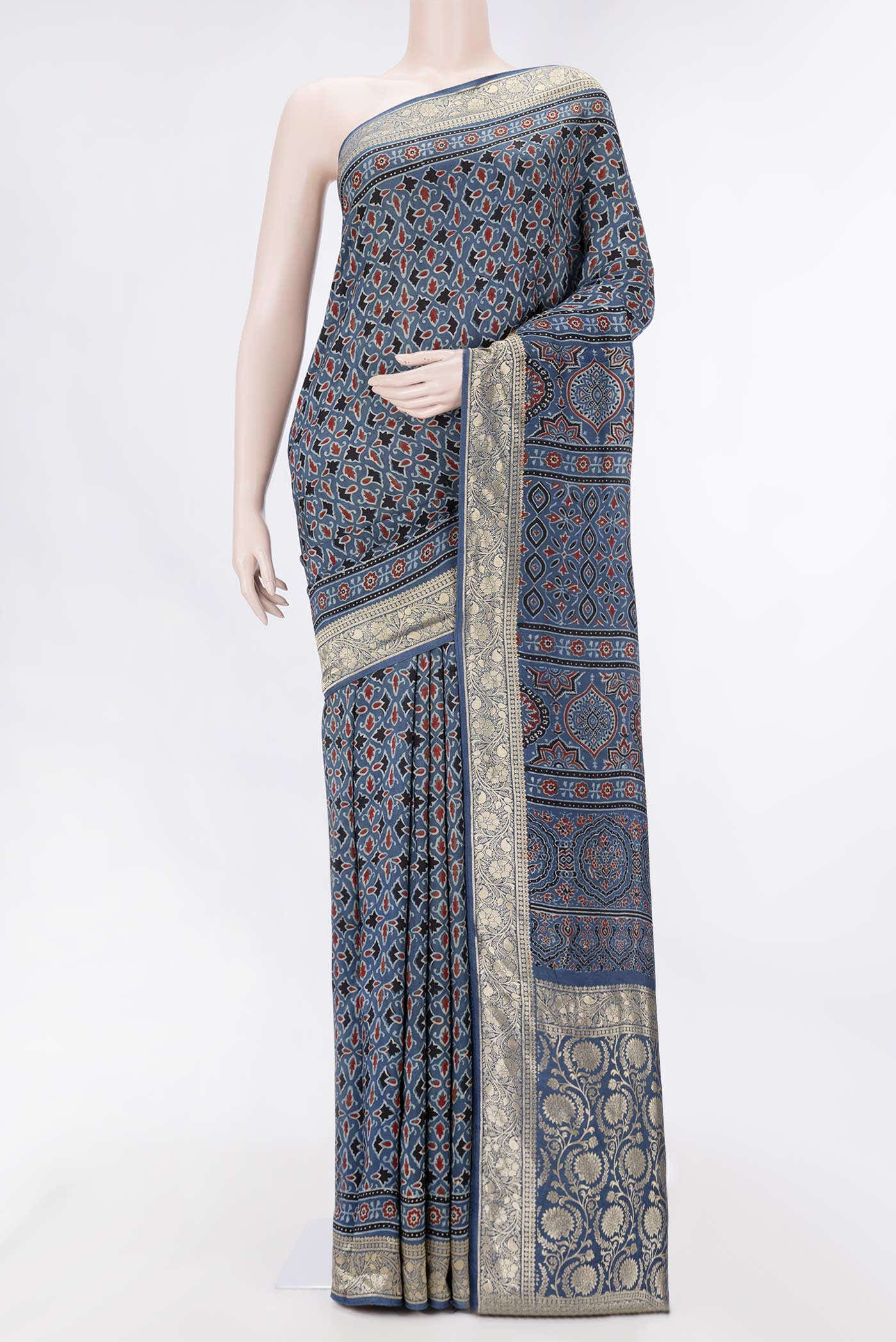 Blue Dual Tone Satin Silk Saree