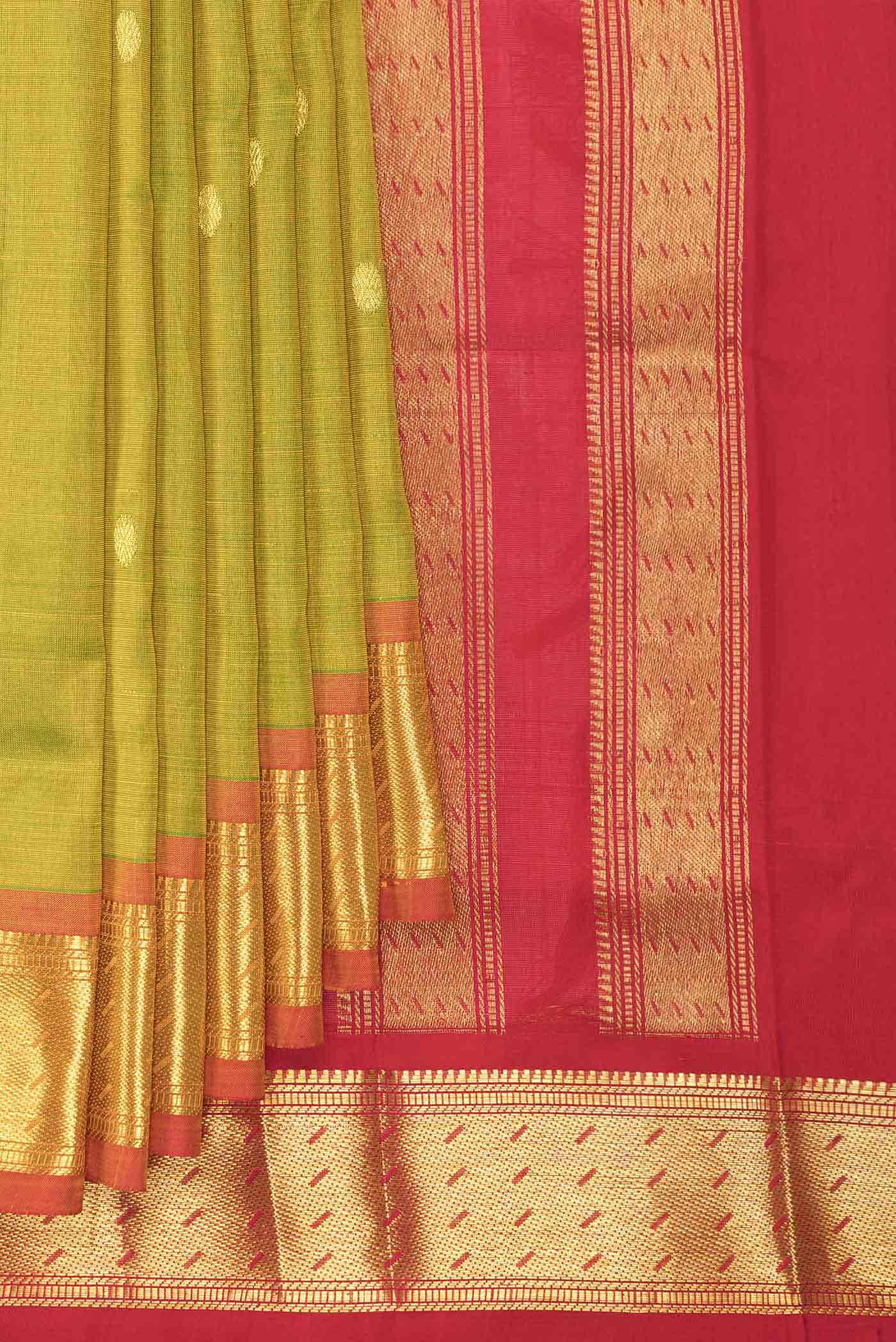 Parrot Green Dual Tone Silk Cotton Saree