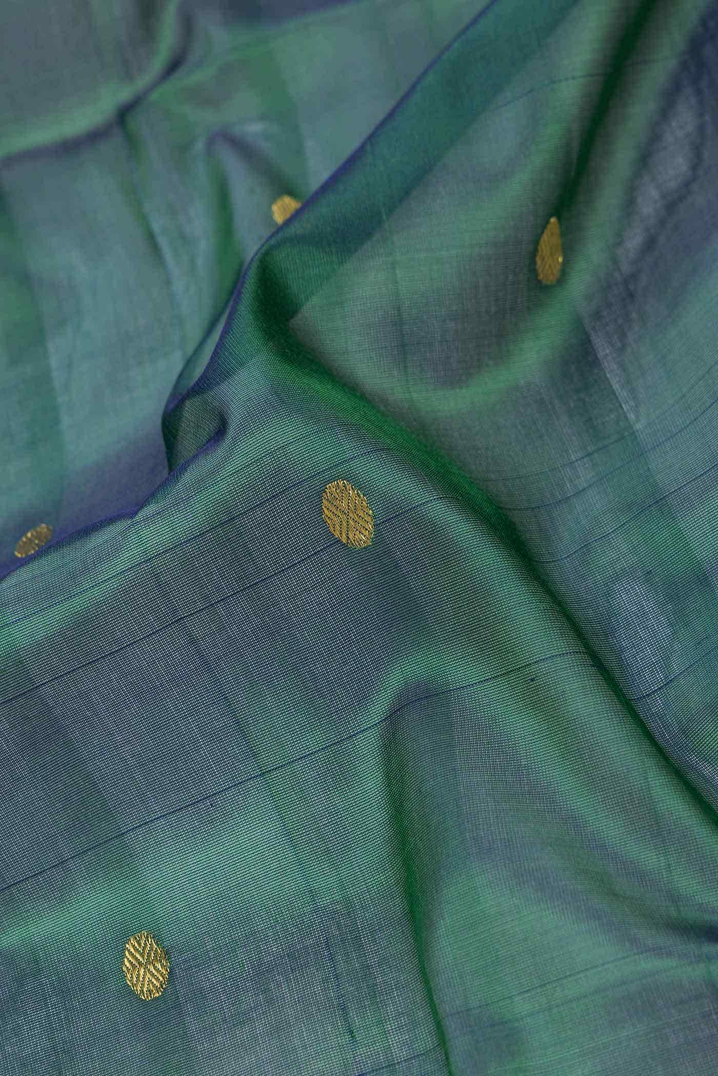 Peacock Blue Dual Tone Silk Cotton Saree