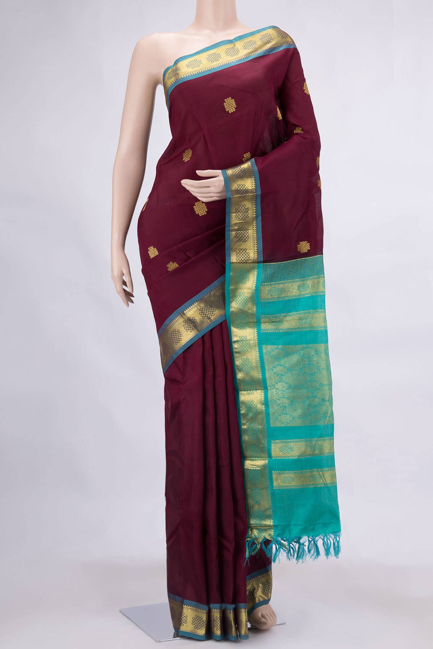Brown Dual Tone Silk Cotton Saree
