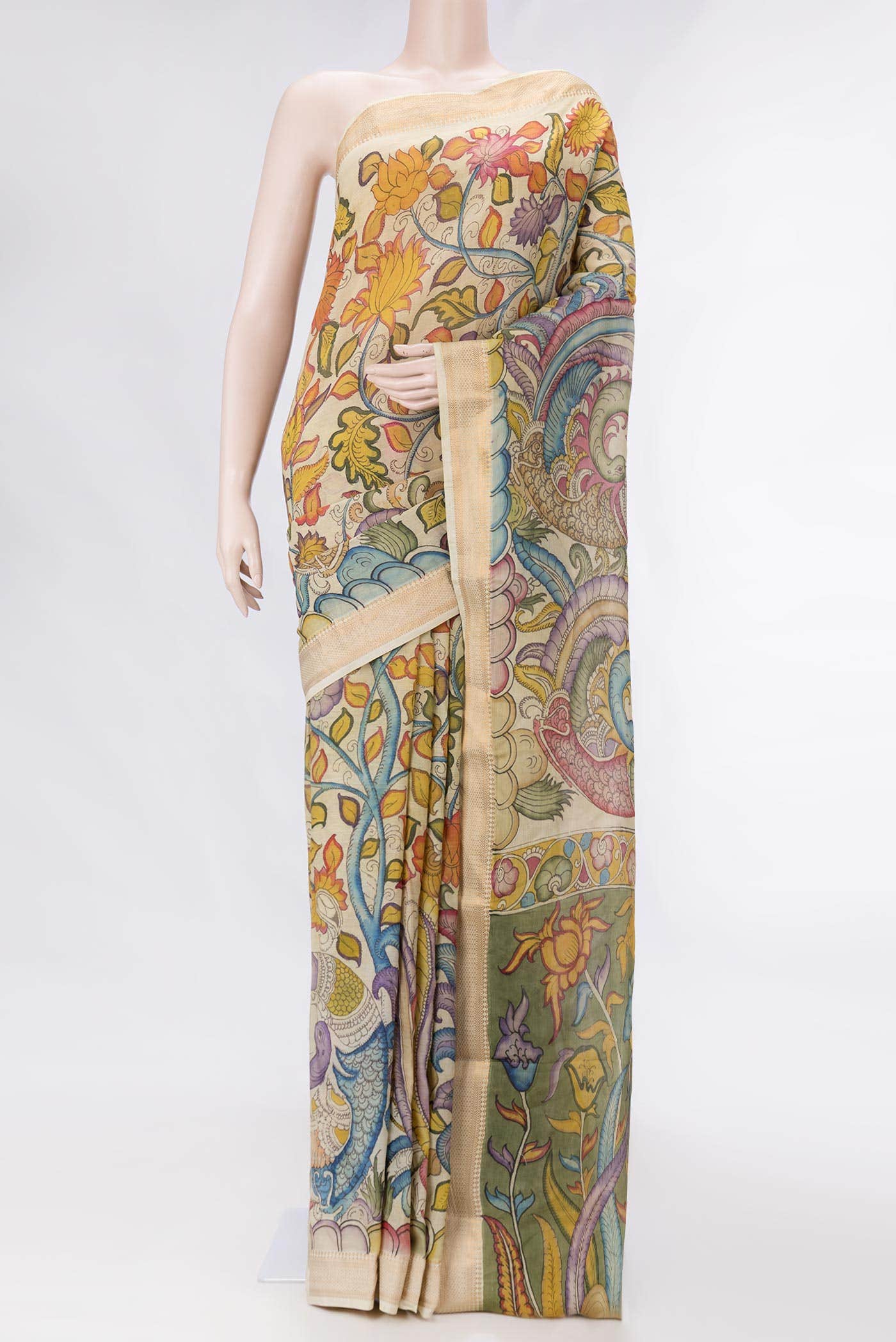 Light Green Dual Tone Mangalagiri Cotton Saree