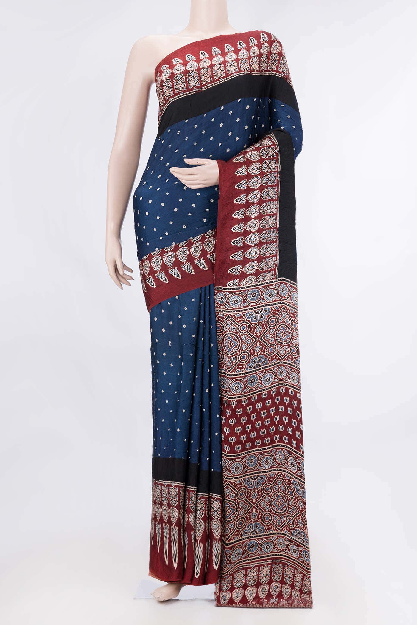 Blue Dual Tone Satin Silk Saree