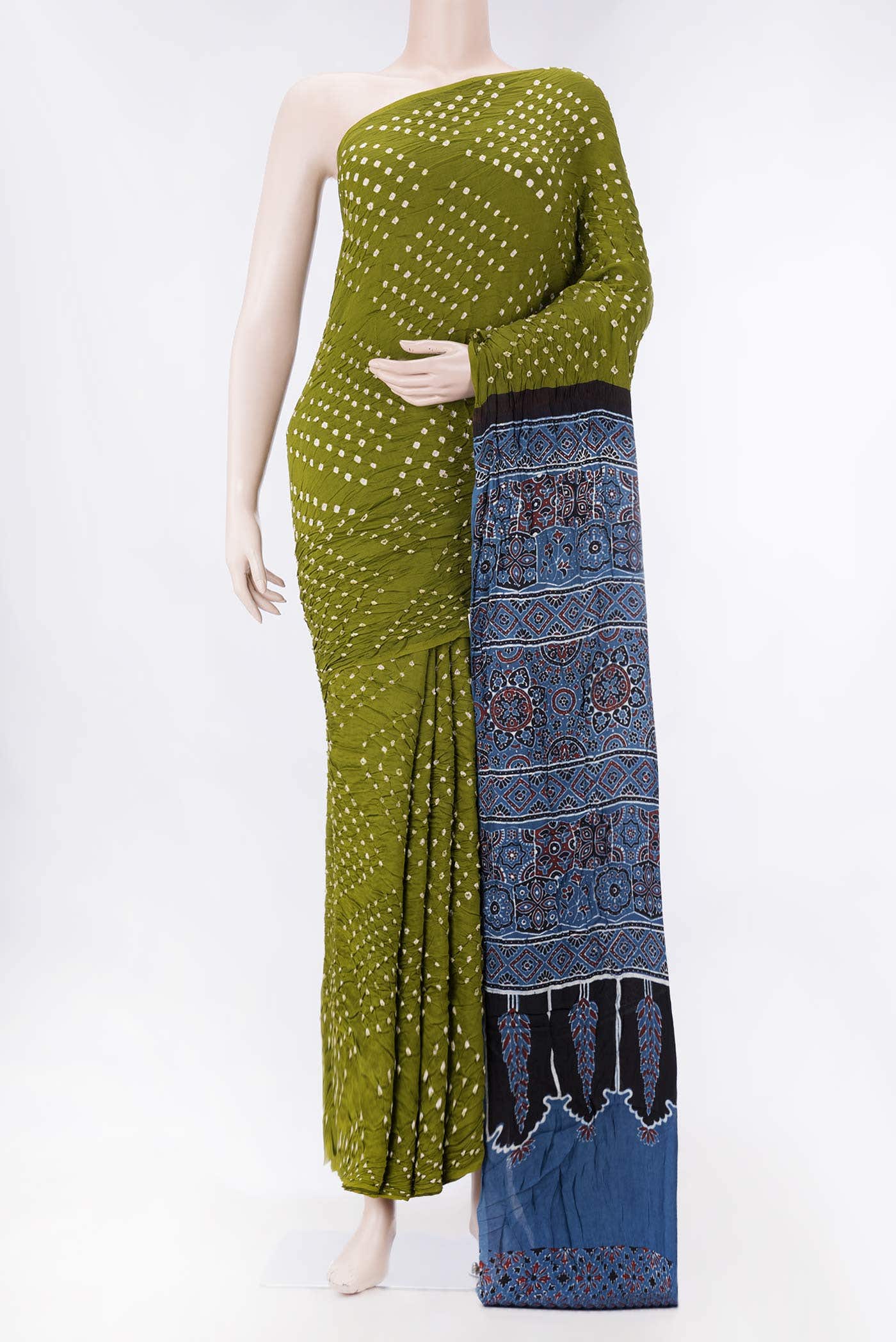 Green Dual Tone Satin Silk Saree