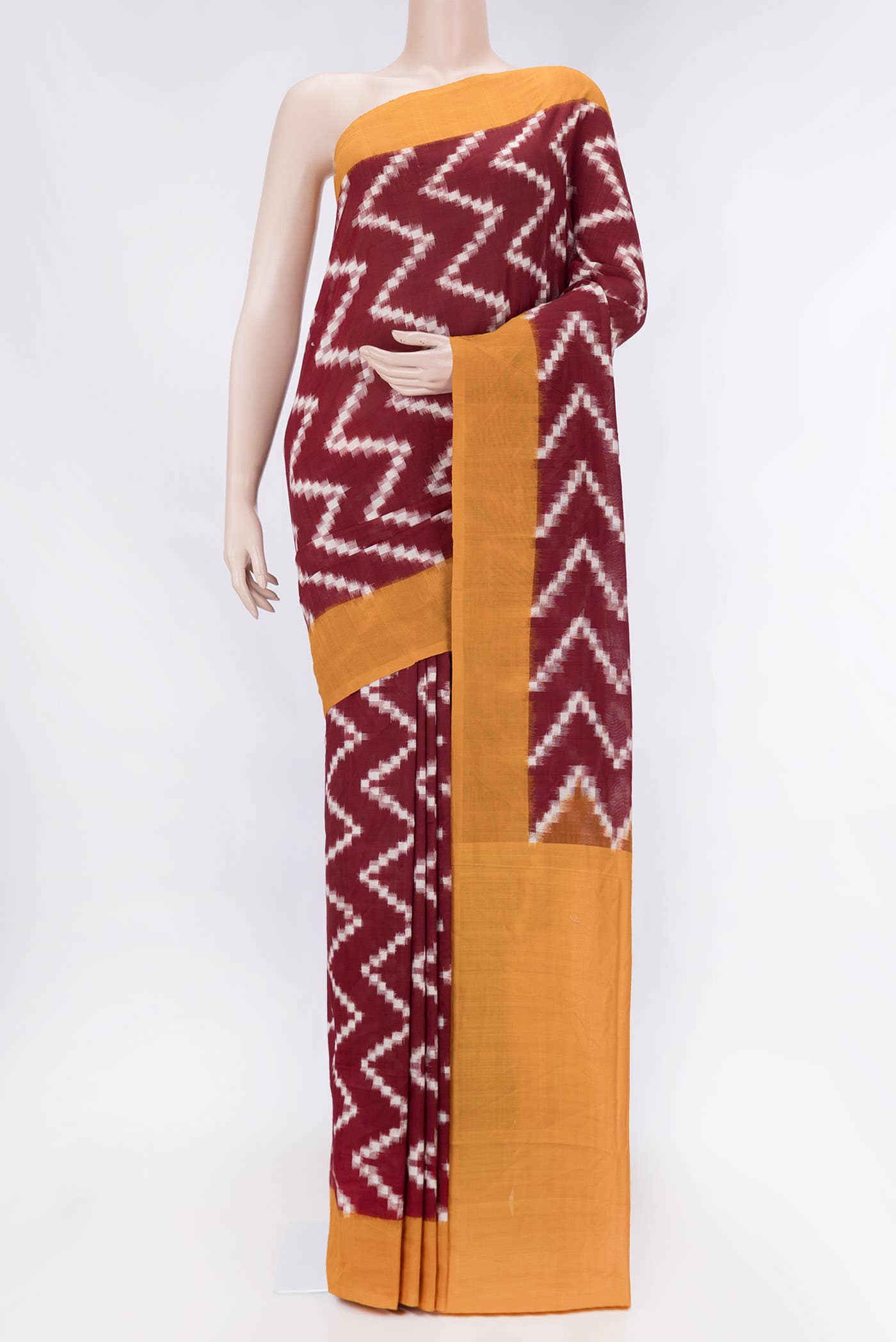 Maroon Cotton Saree