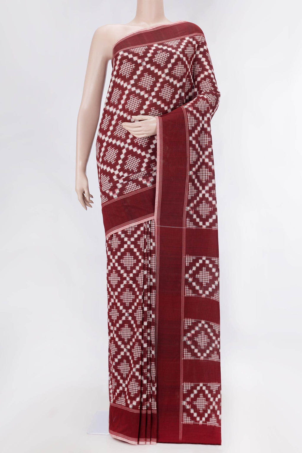 Maroon Cotton Saree